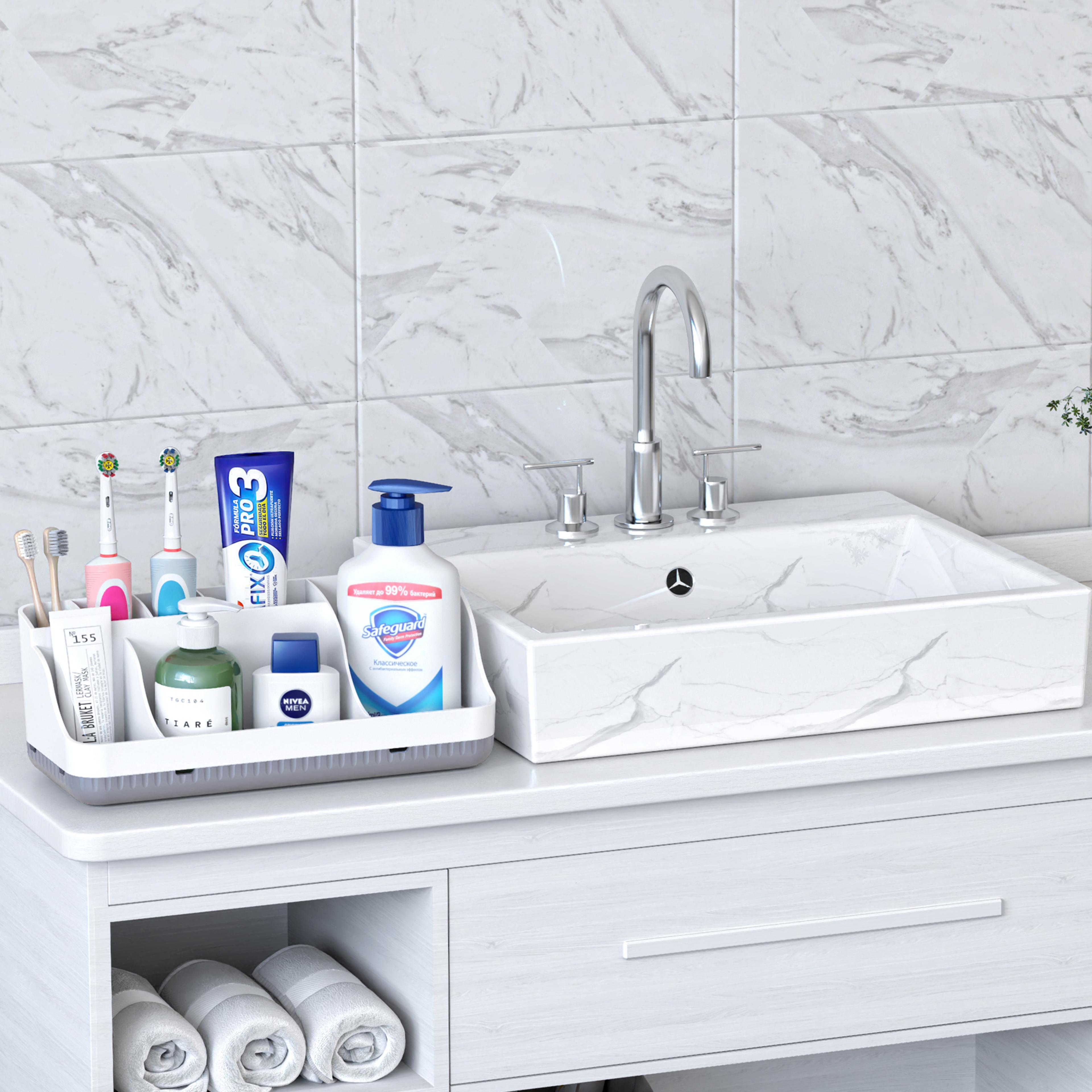 Bathroom Storage Rack With Drain Hole Matte Black Cosmetic Organizer For Toothbrush And Toiletries 2