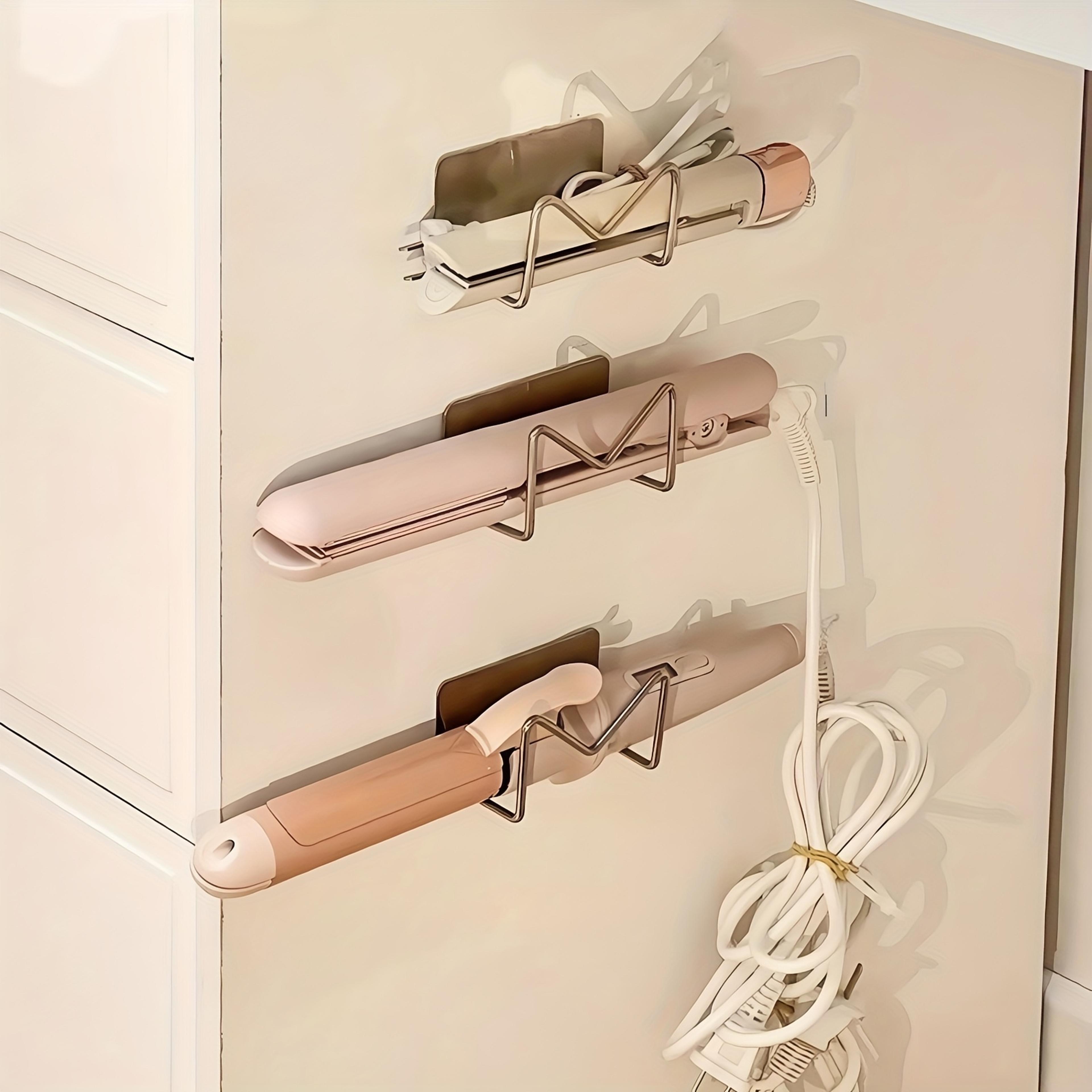 Wall Mounted Hair Tool Organizer Stainless Steel Adhesive Holder For Bathroom Storage 1