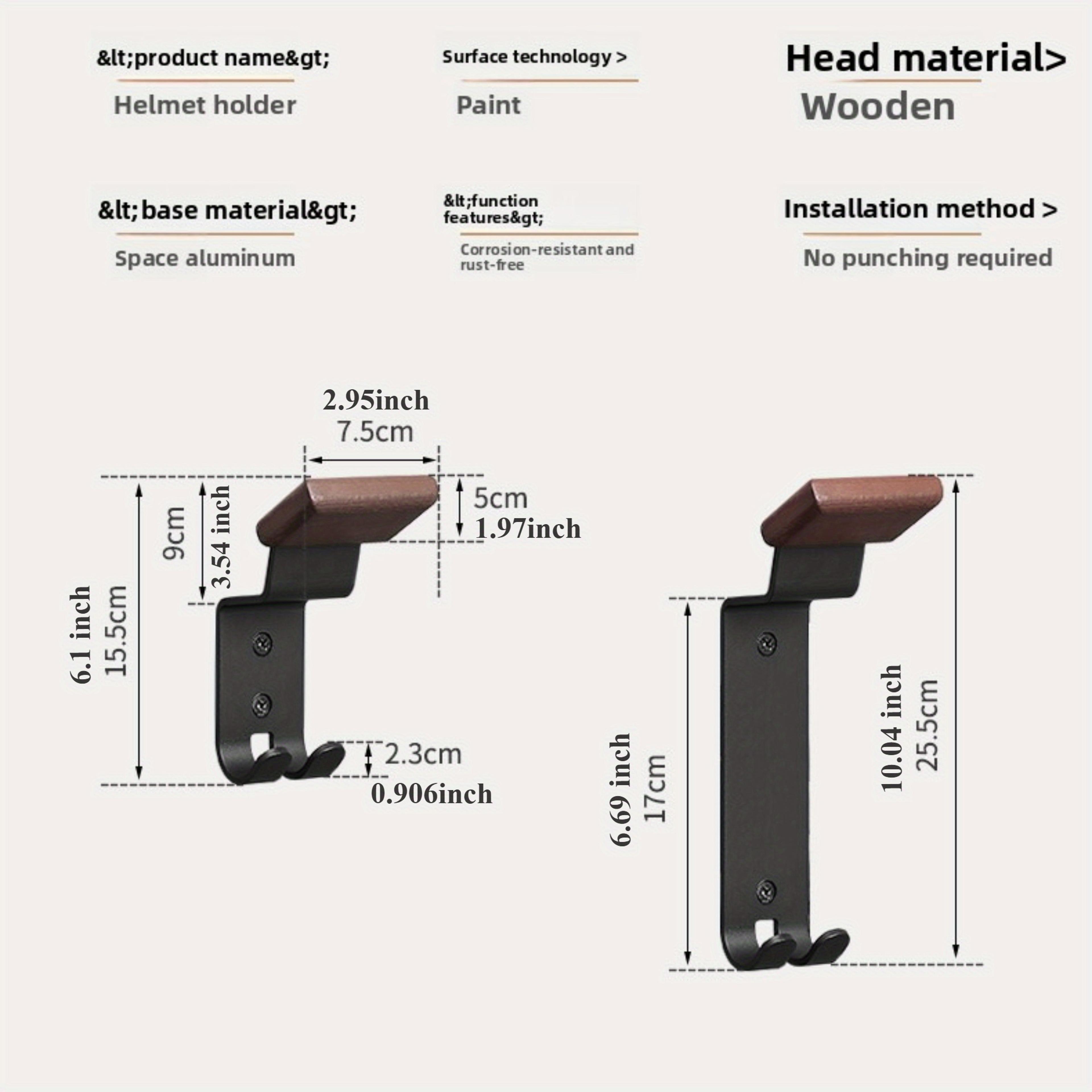 Helmet Rack Wall Mount Wooden Carbon Steel For Motorcycle Garage Storage 4