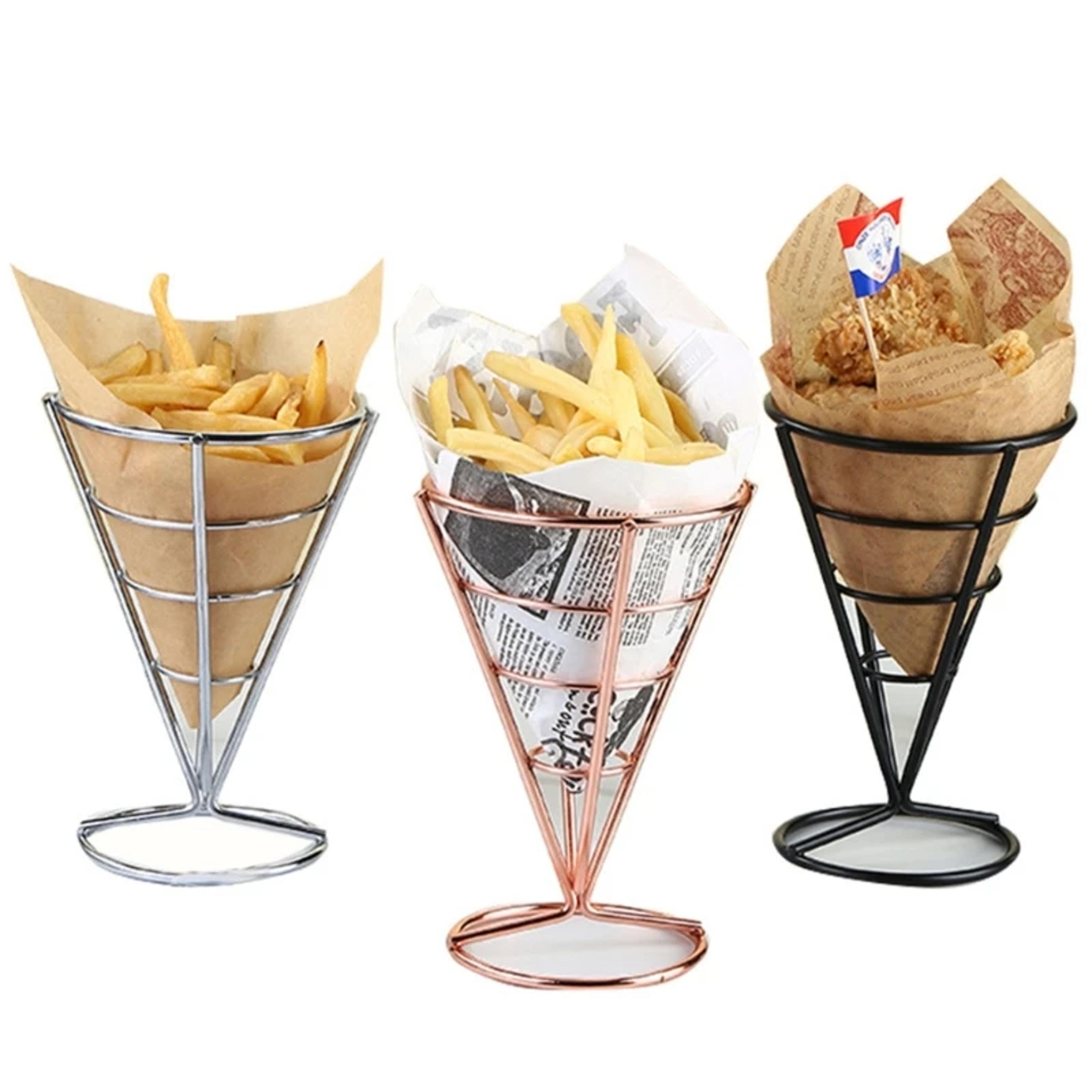 French Fry Holder Stand Decorative Snack Cone Rack For Kitchen Serving And Parties 1
