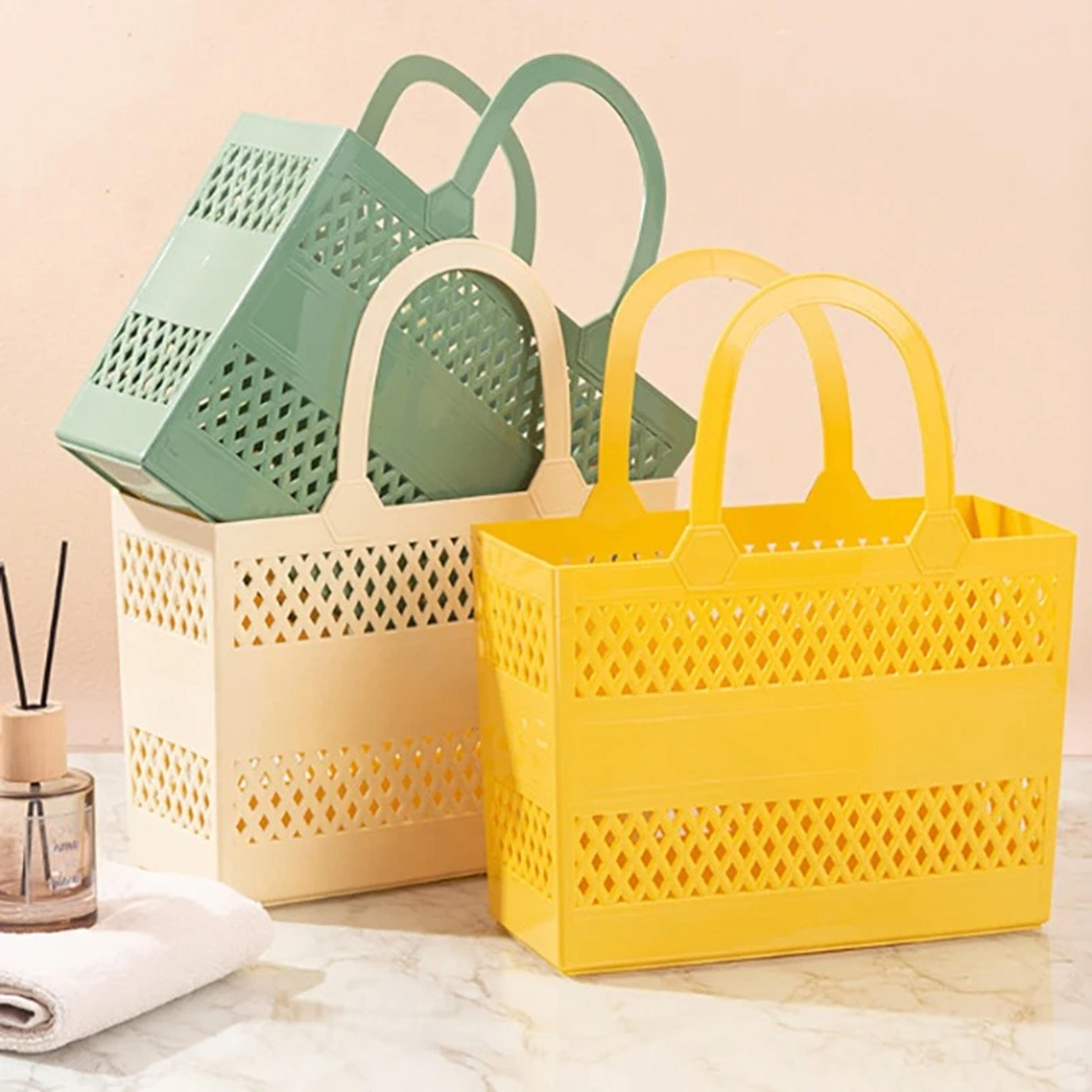 Portable Shower Storage Basket Large Capacity Drainable Organizer With Handle 4