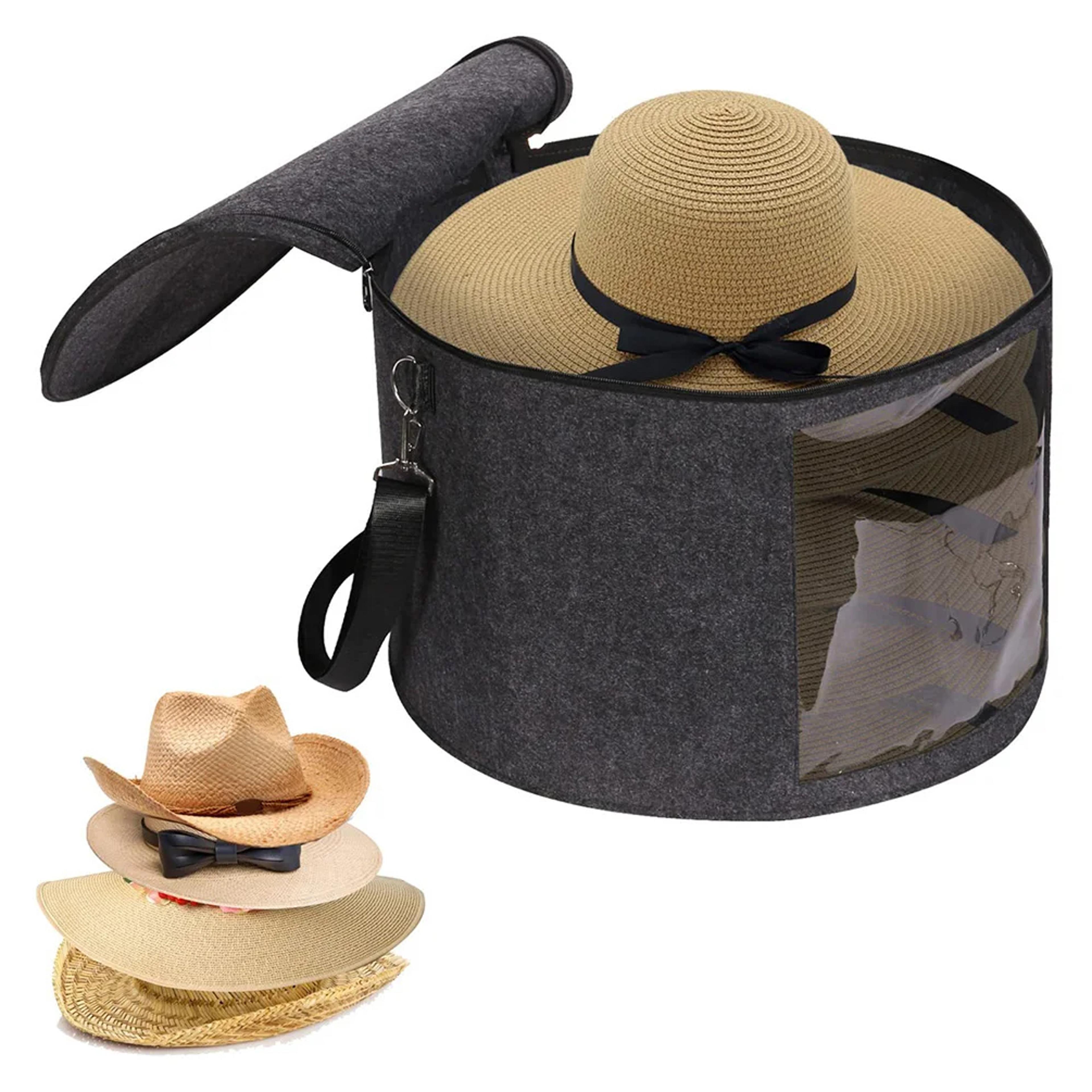 Collapsible Hat Box Travel Case With Shoulder Strap For Cowboy Hat Storage 0
