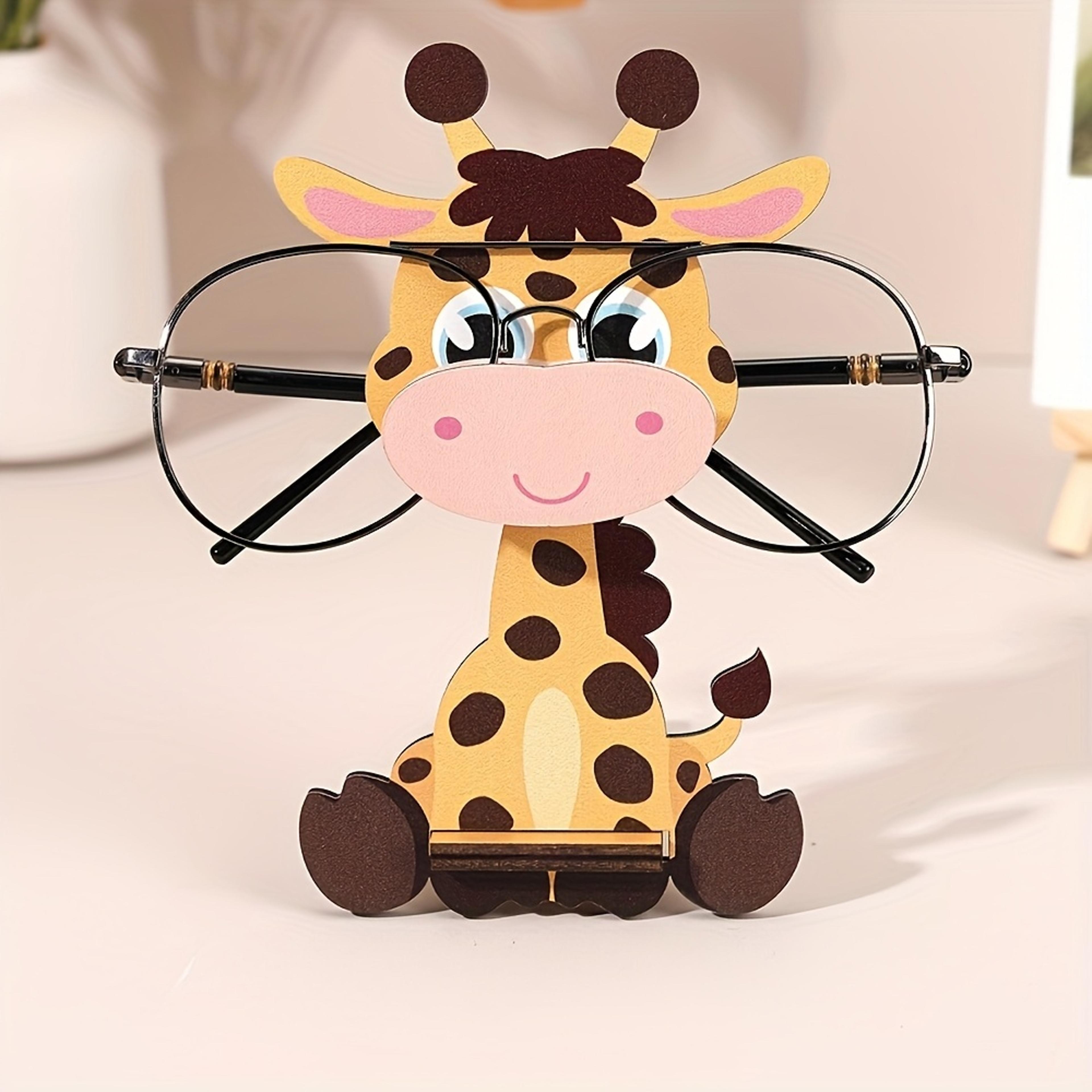 Cute Wooden Giraffe Eyeglass Holder Stand Animal Desk Decor Gift 3