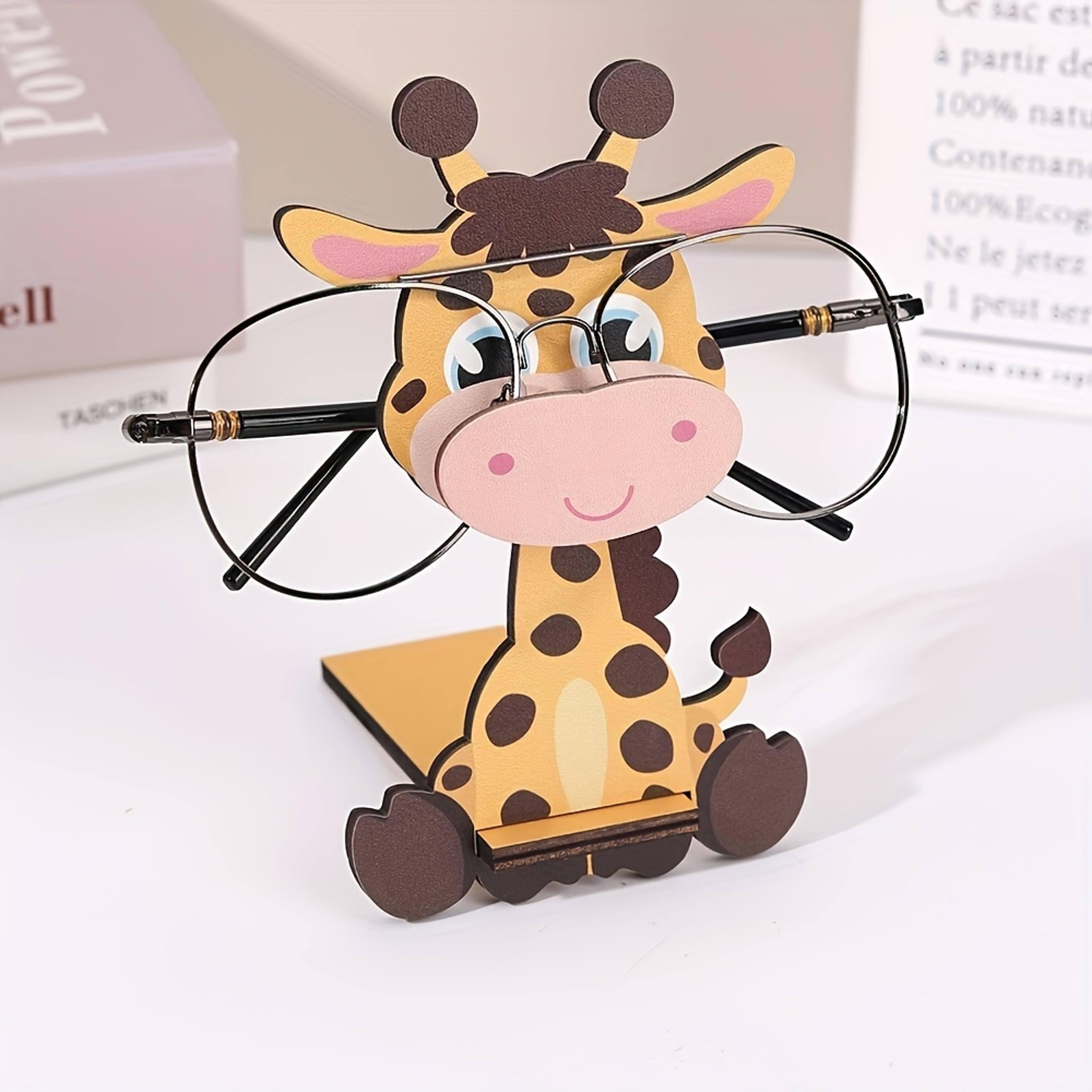 Cute Wooden Giraffe Eyeglass Holder Stand Animal Desk Decor Gift 5