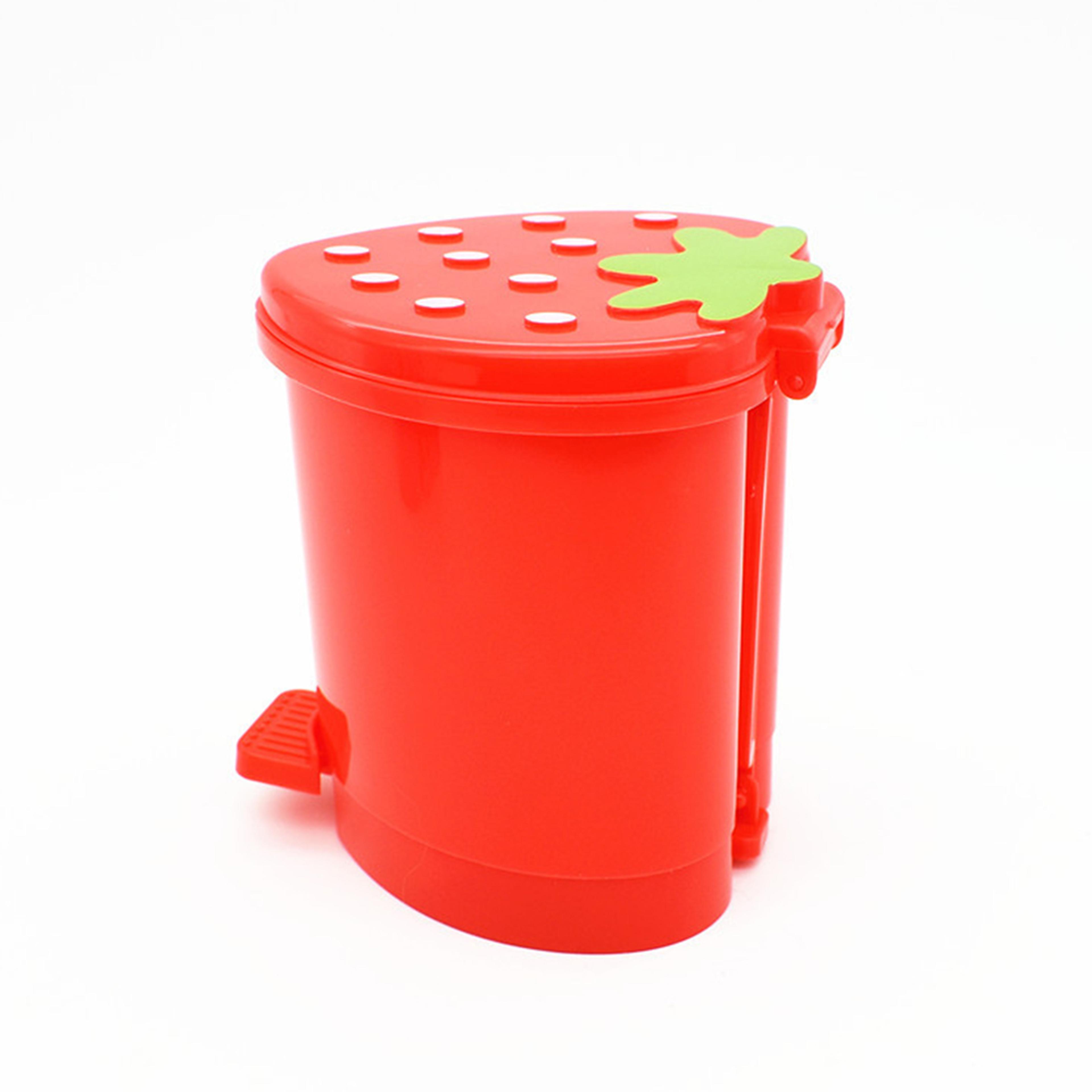 Cute Strawberry Mini Desktop Trash Can With Lid Small Garbage Bin For Home Office 6