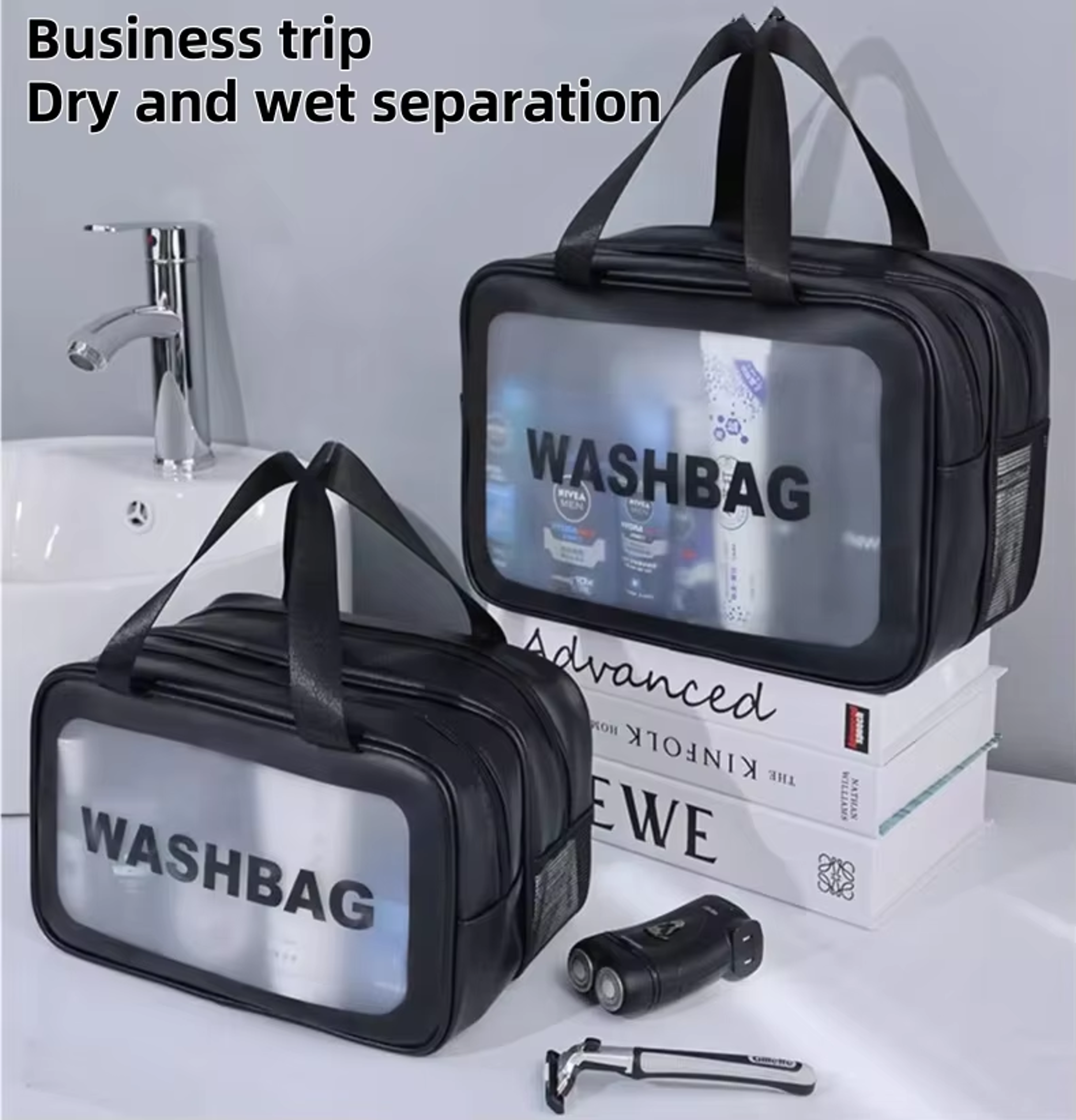 Large Capacity Double Layer Travel Toiletry Bag Cosmetic Storage Organizer 2