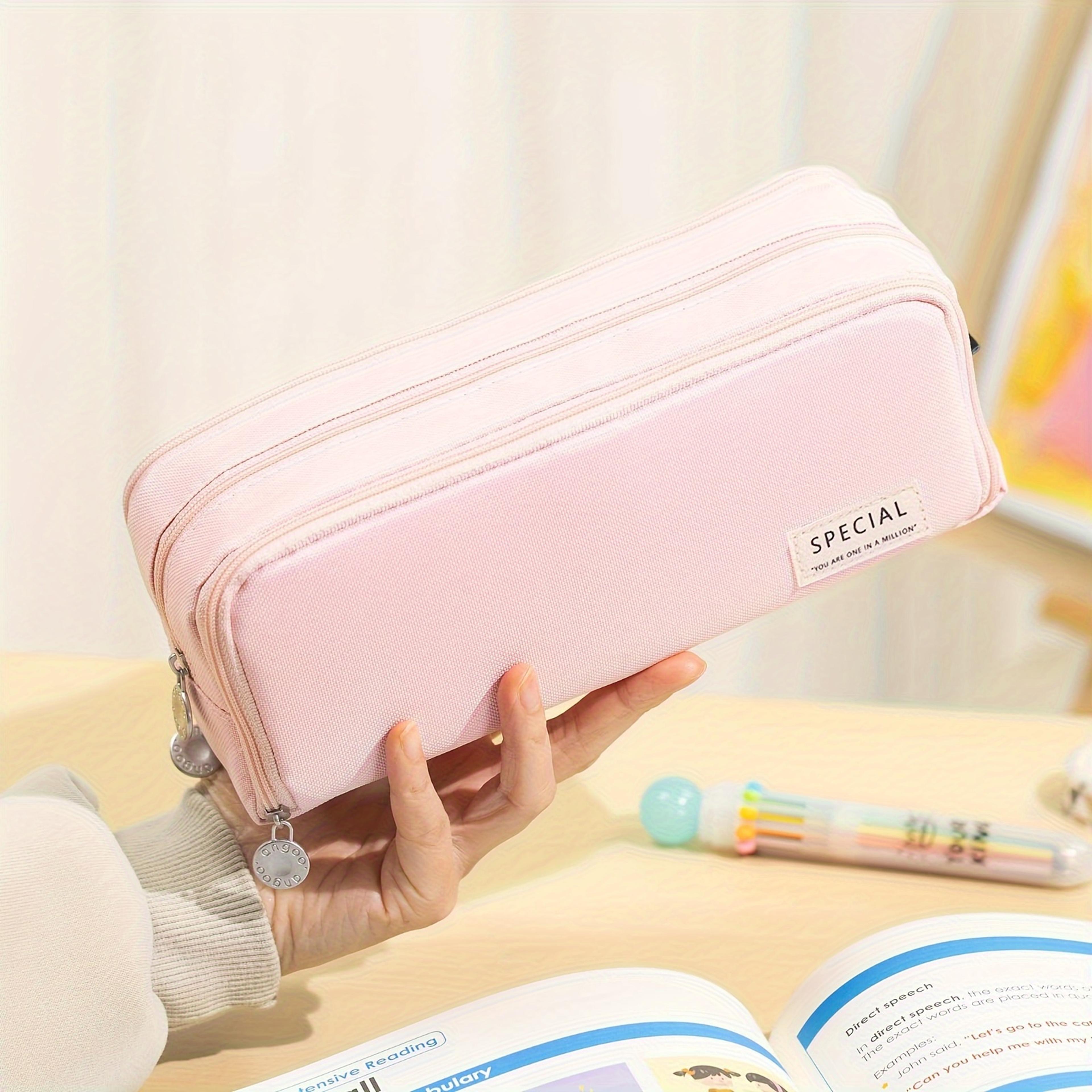 Pink Multi Layer Pencil Case For Girls Large Capacity Stationery Organizer 5