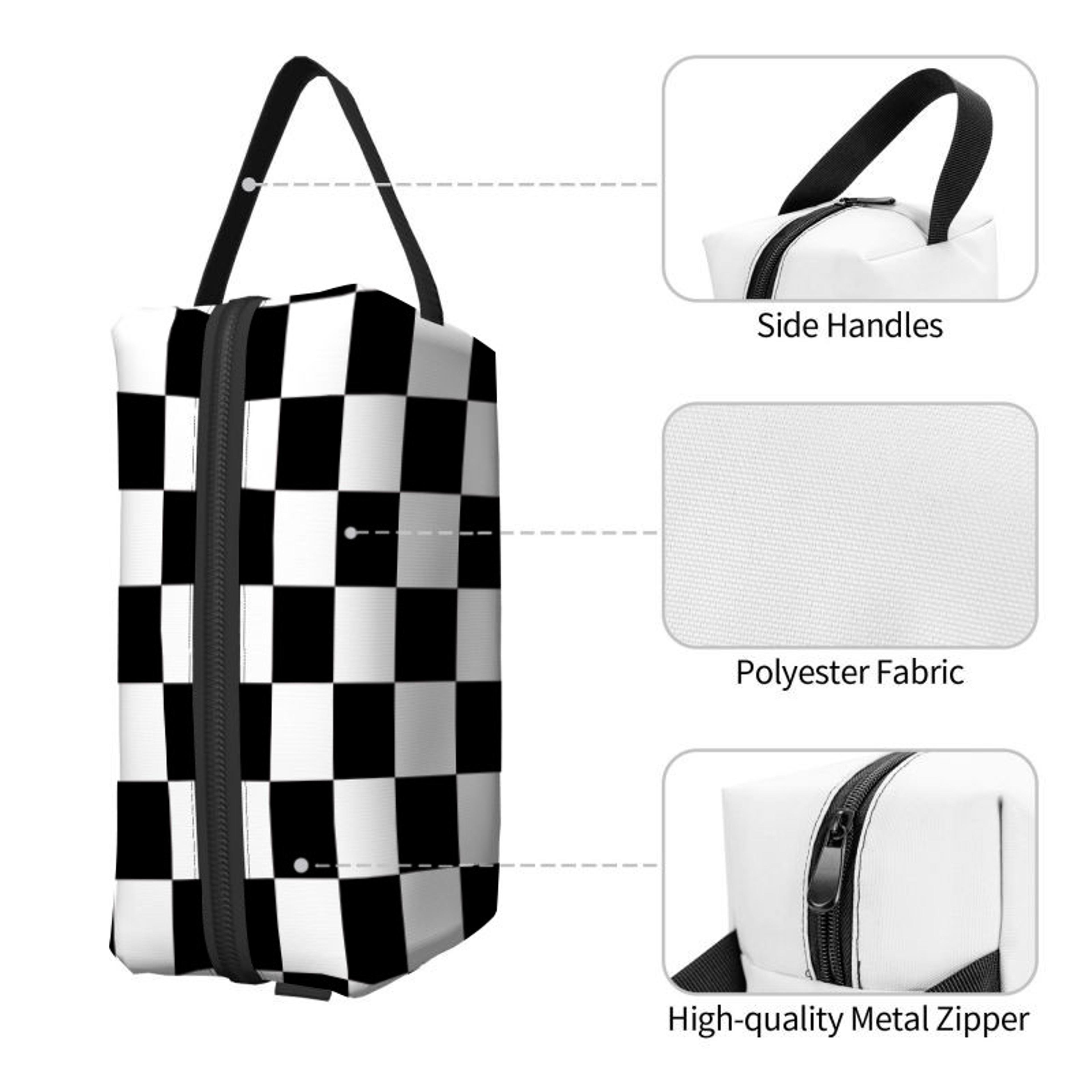 Large Capacity Check Pattern Makeup Bag Cartoon Travel Cosmetic Organizer 4