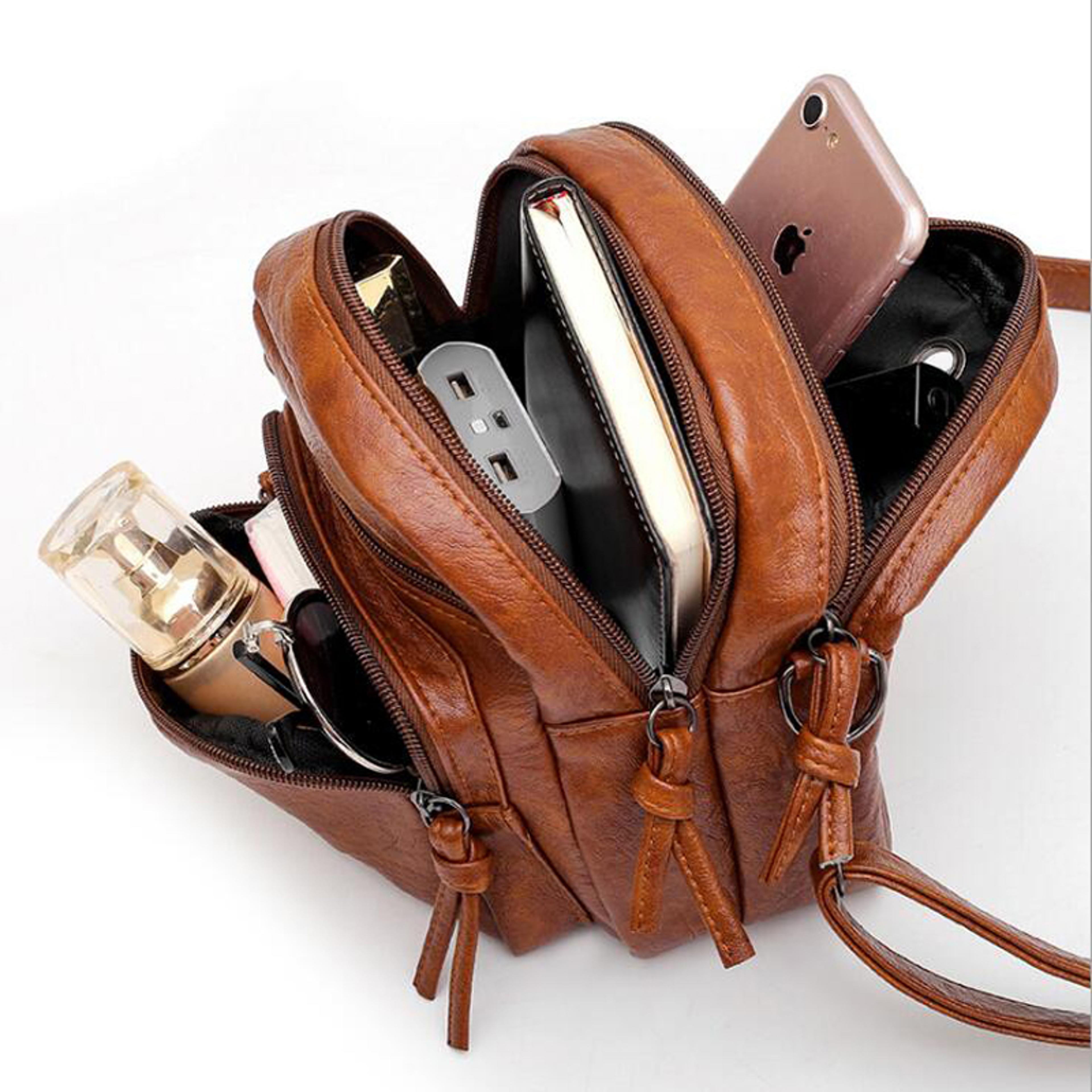 Vintage Casual Crossbody Bag For Women Soft PU Leather Shoulder Purse 2