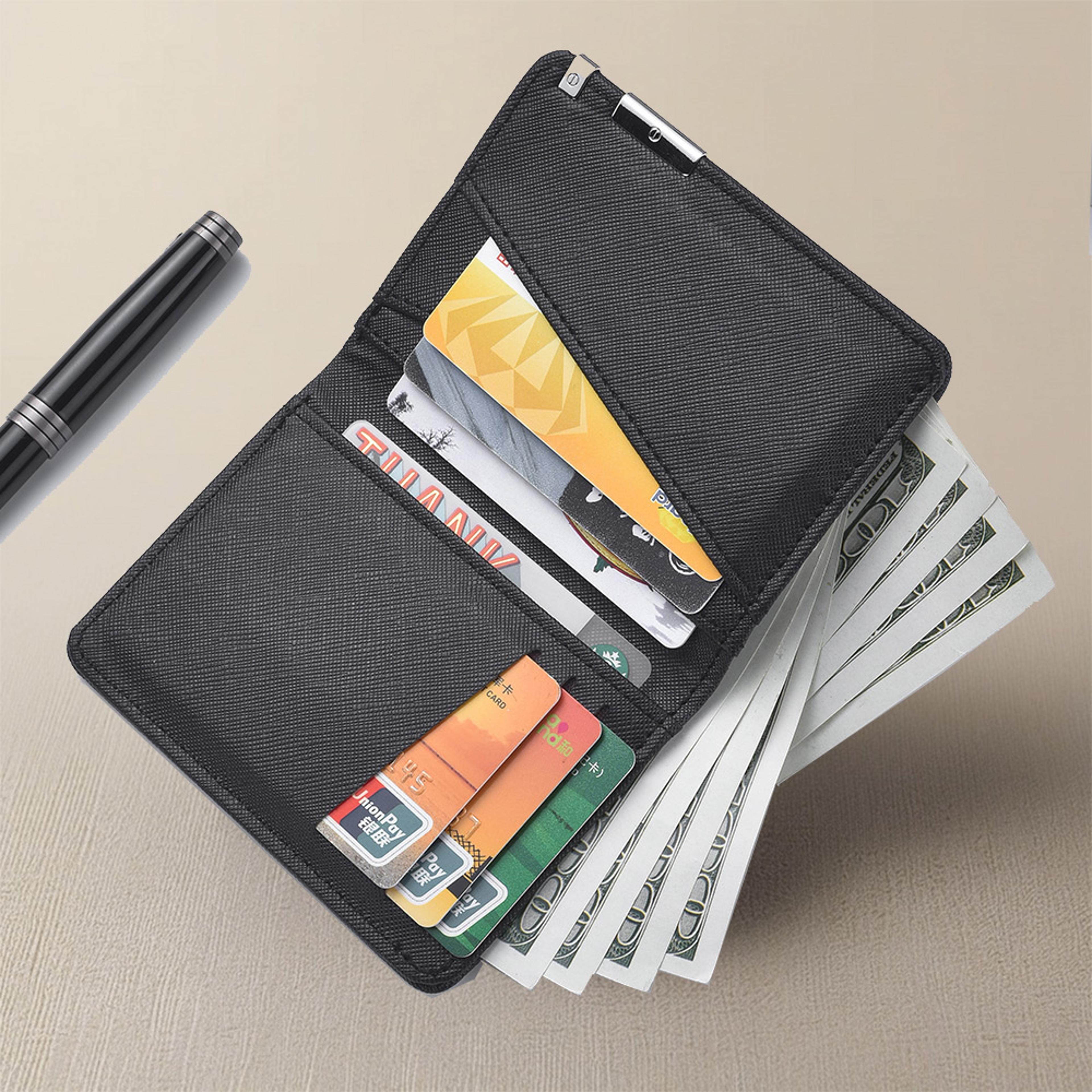 Mens Dragon Pattern Mini Leather Wallet Compact RFID Card Holder 5