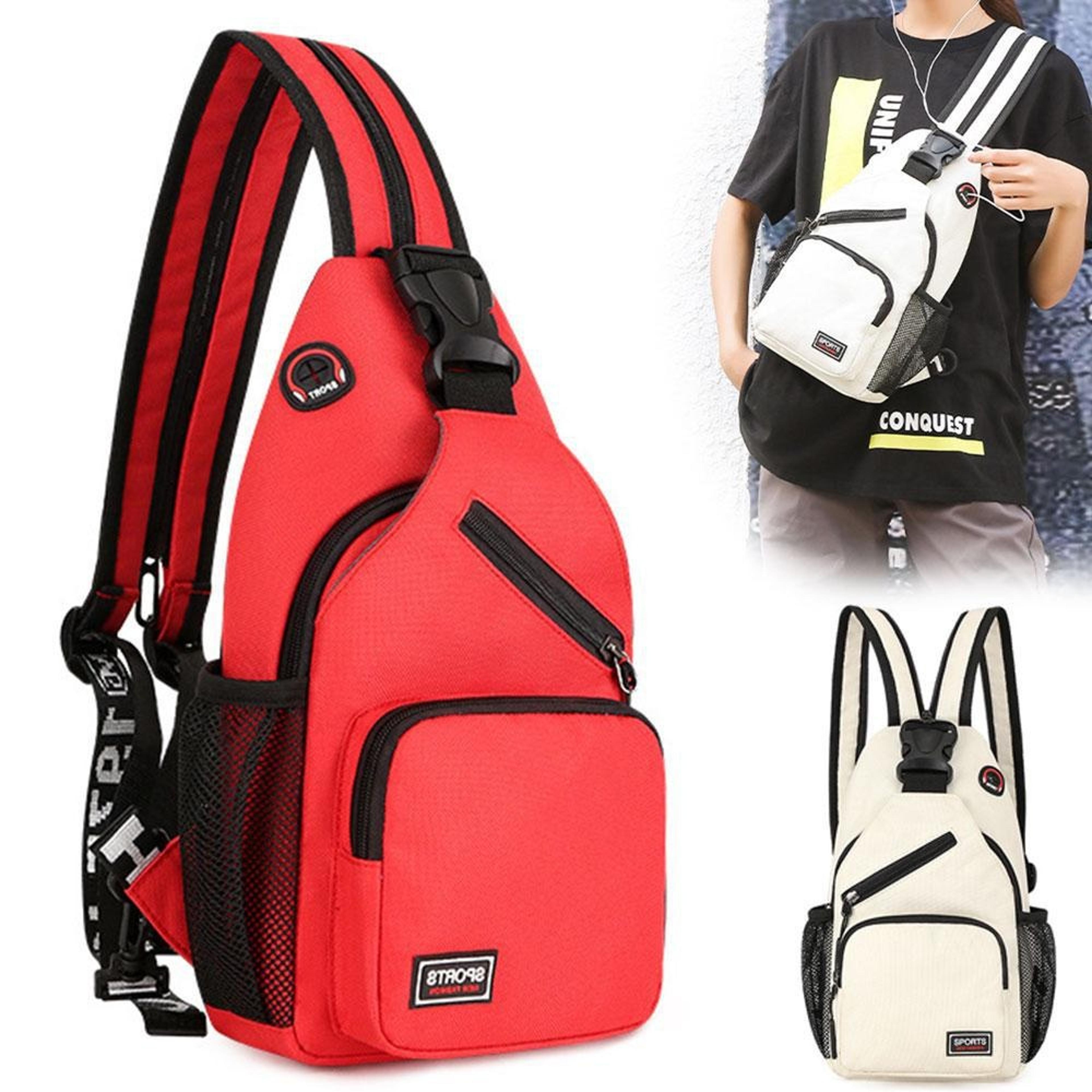 Multifunctional Sling Chest Backpack With Headphone Hole 0