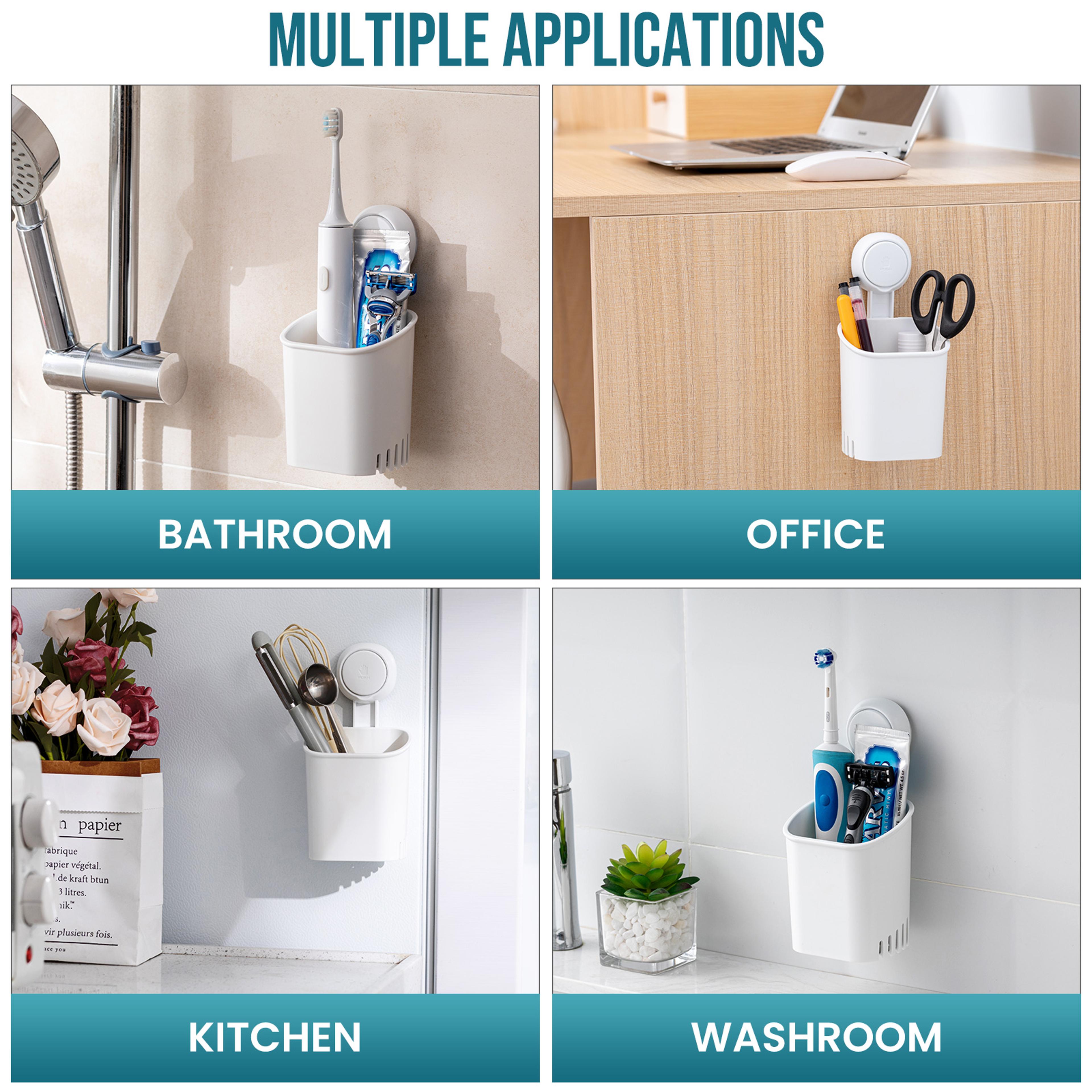 No Drill Suction Cup Toothbrush Holder Bathroom Organizer For Razor Toothpaste And Electric Toothbr 4