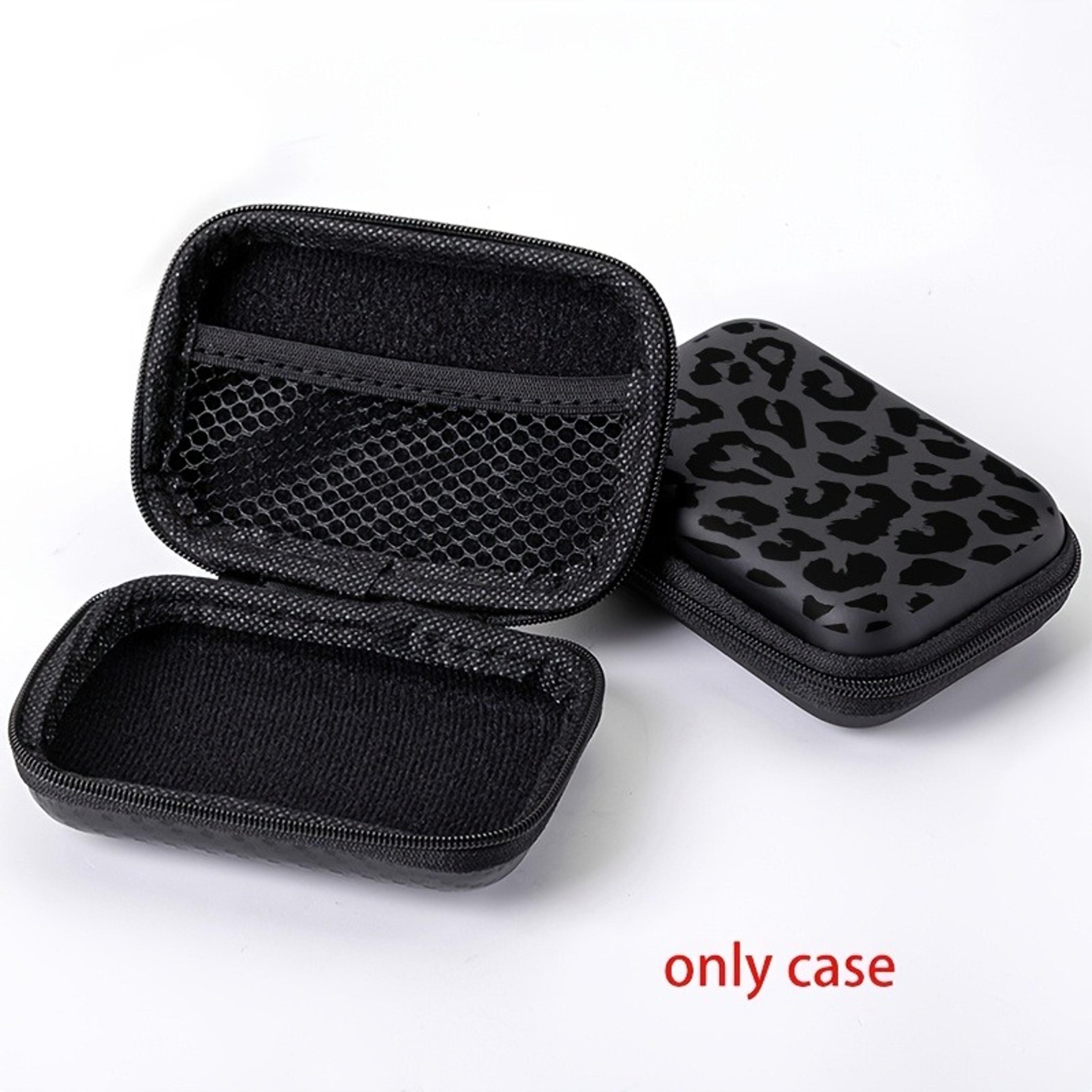 Black Leopard Print EVA Hard Shell Electronics Organizer Bag For Cables And Accessories 3