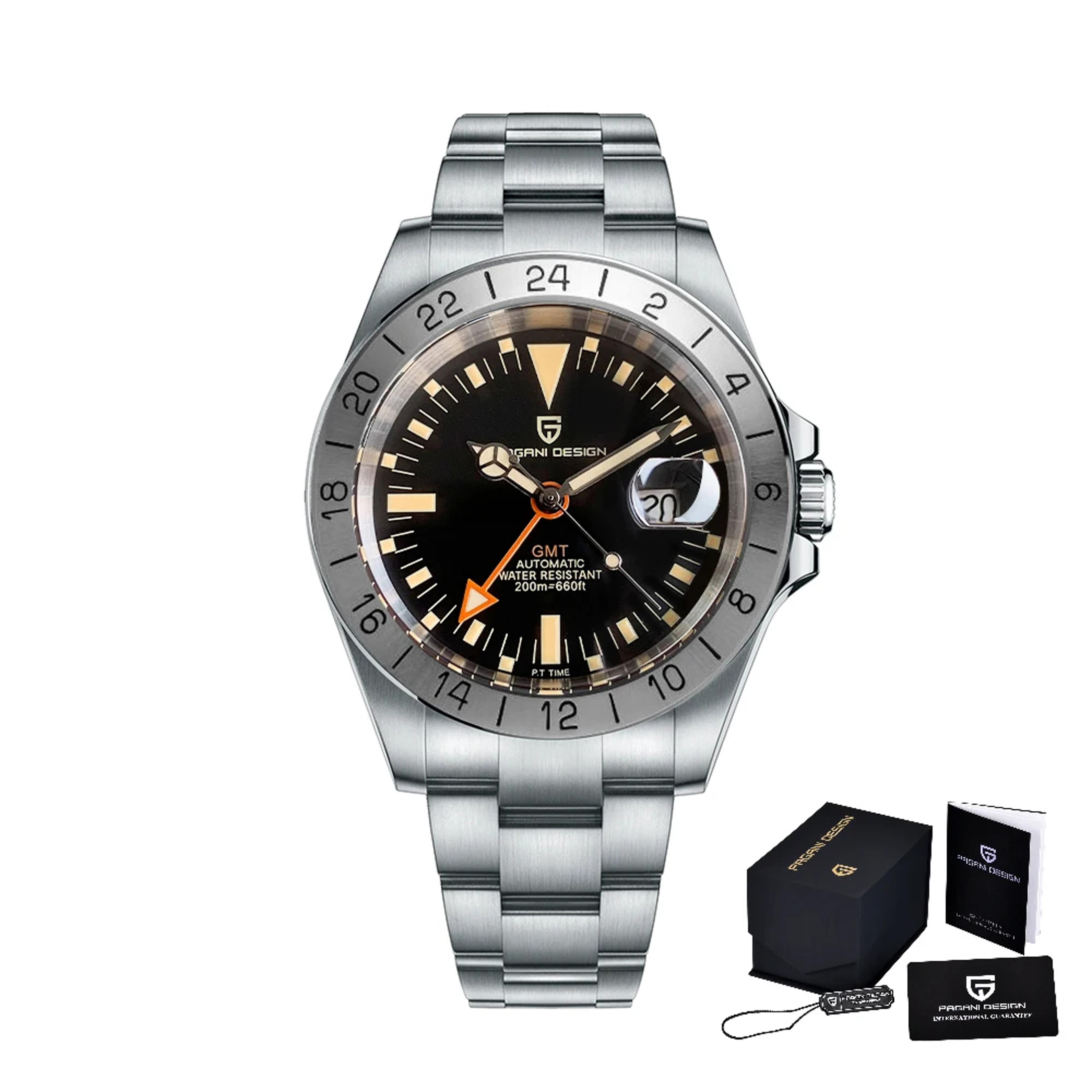 Classic GMT Automatic Mechanical Watch For Men Waterproof Stainless Steel Timepiece 6