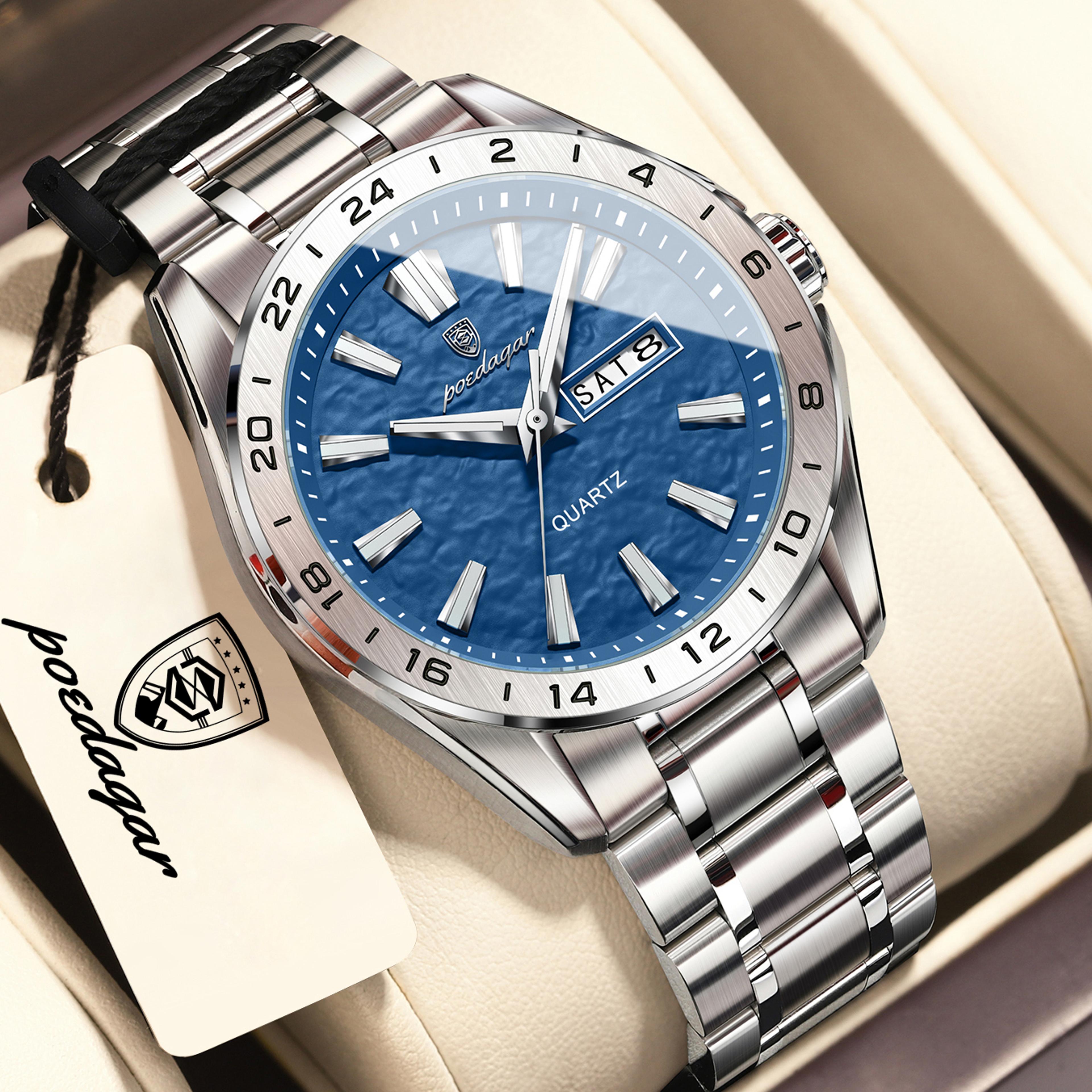 Classic Mens Waterproof Luminous Quartz Watch With Date Week Display Business Wristwatch 8