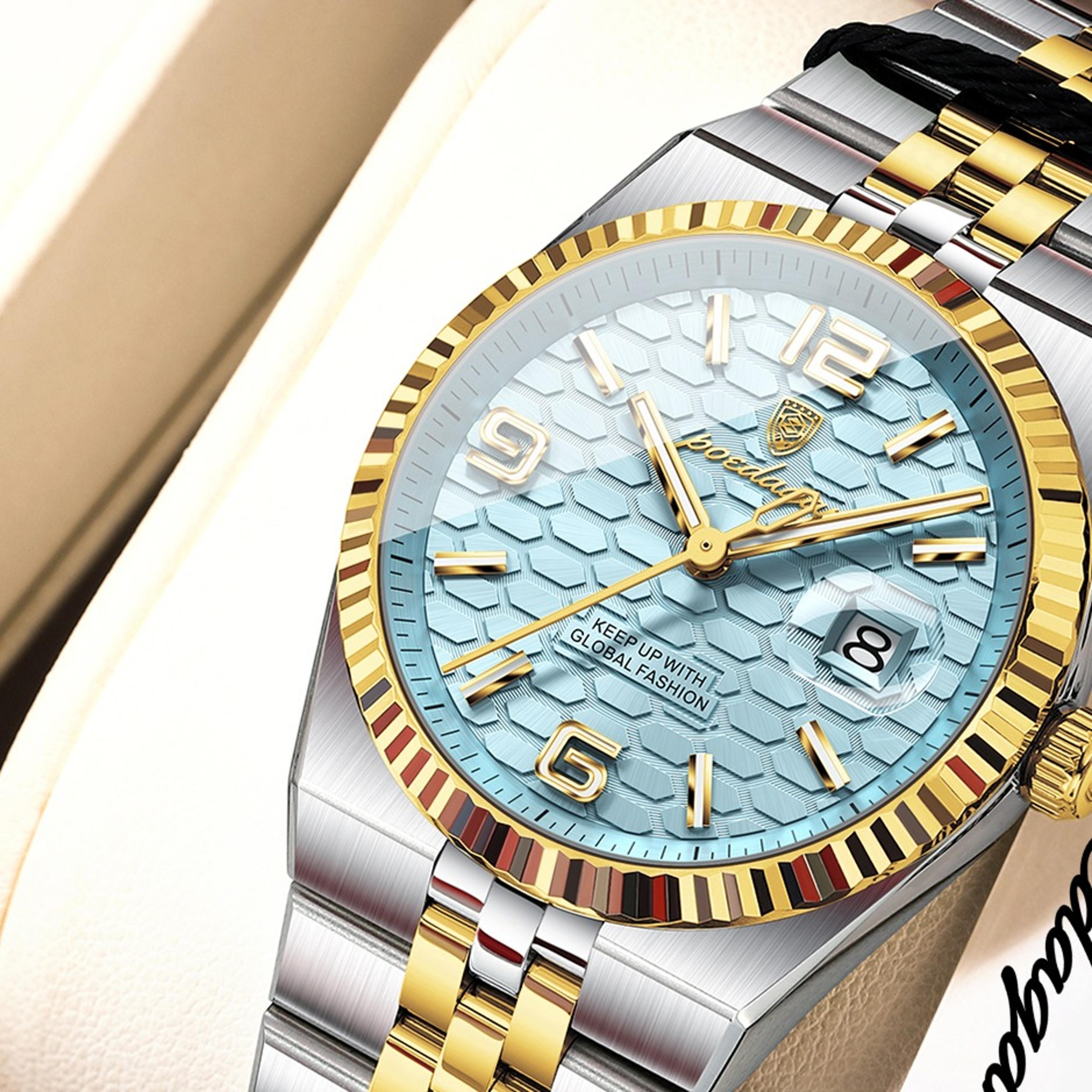 elegant womens stainless steel quartz watch with date display waterproof business wristwatch