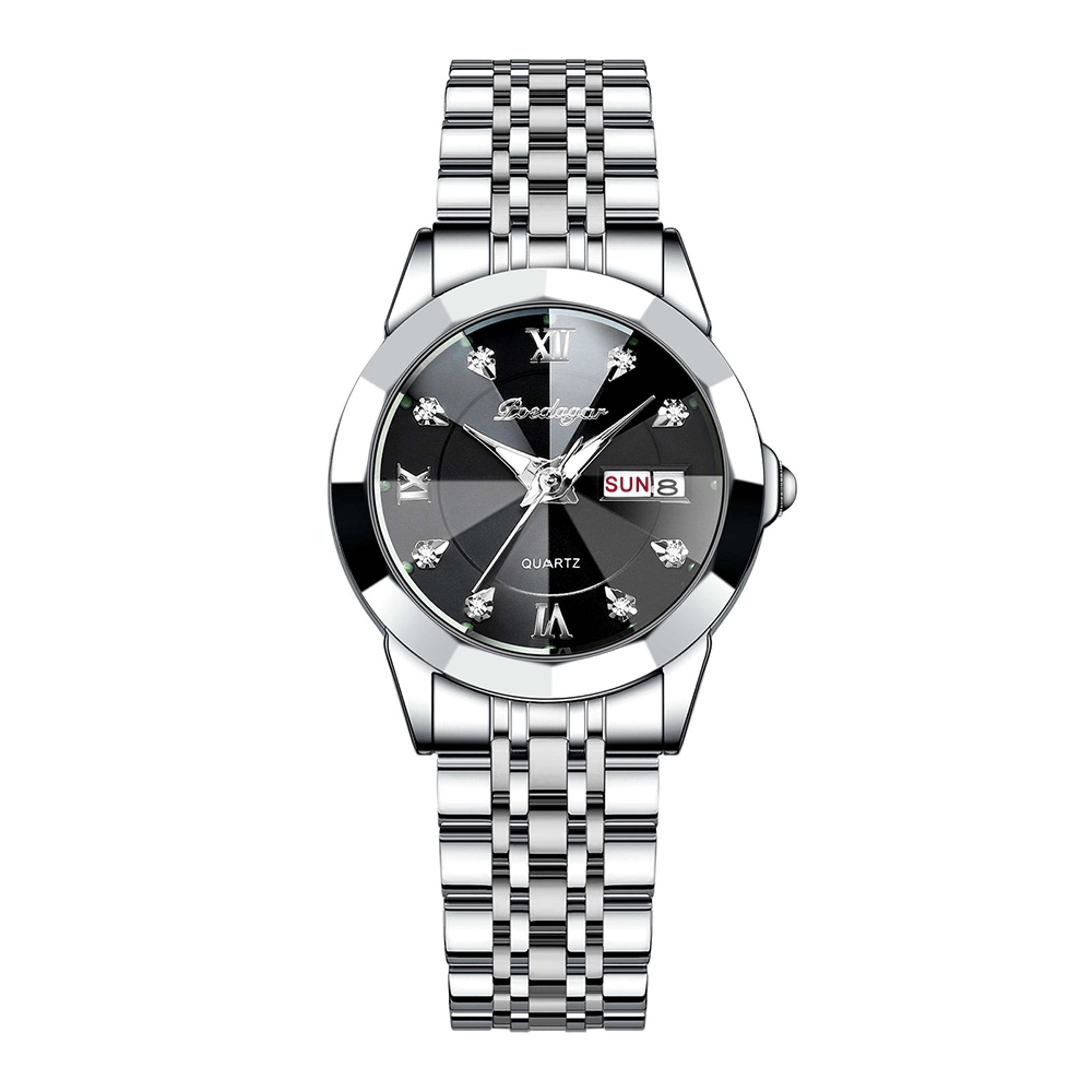Luxury Stainless Steel Womens Quartz Watch Waterproof Luminous Date Week Fashion Timepiece 6