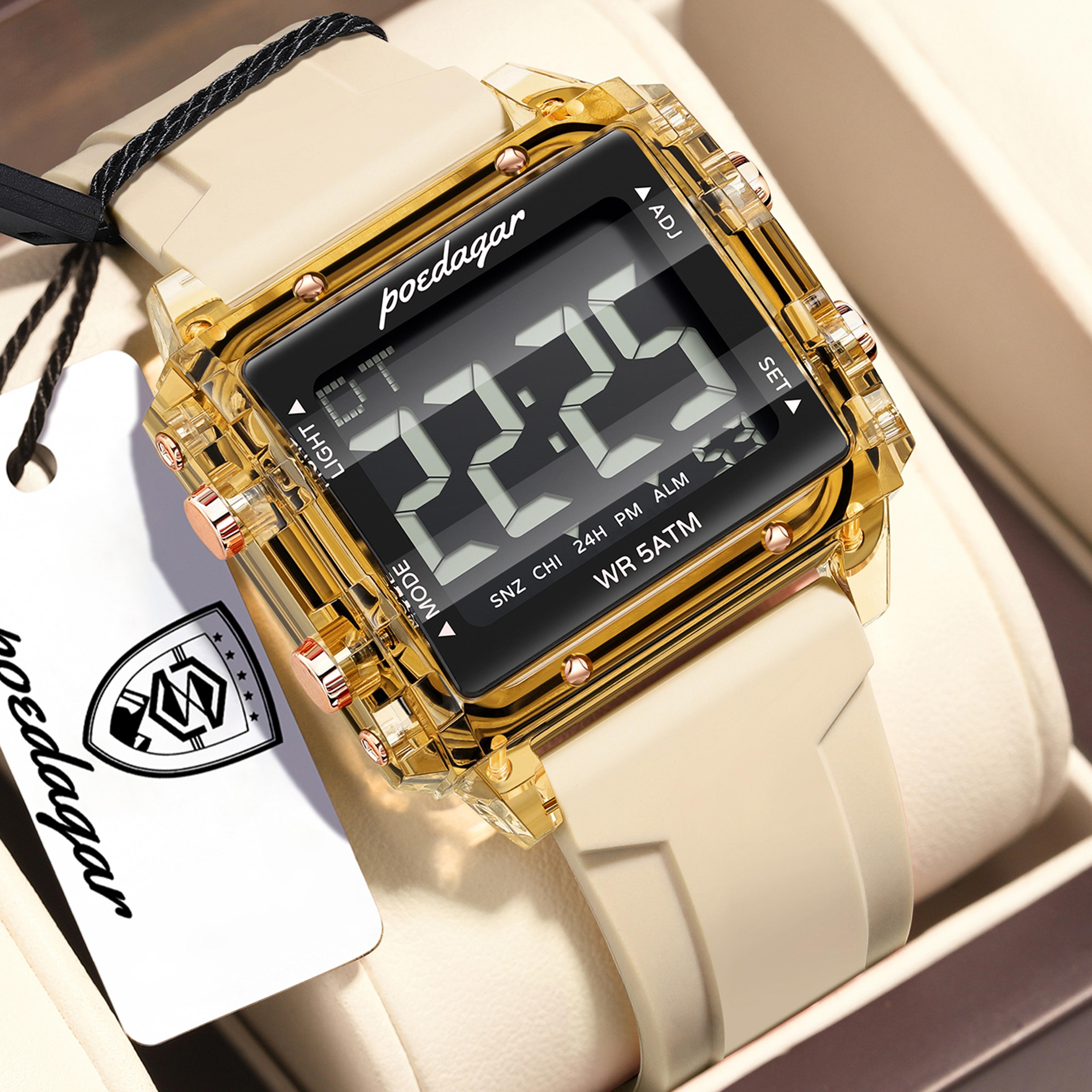 Creative Digital Men Watch With LED Display Alarm Waterproof Sports Wristwatch 11