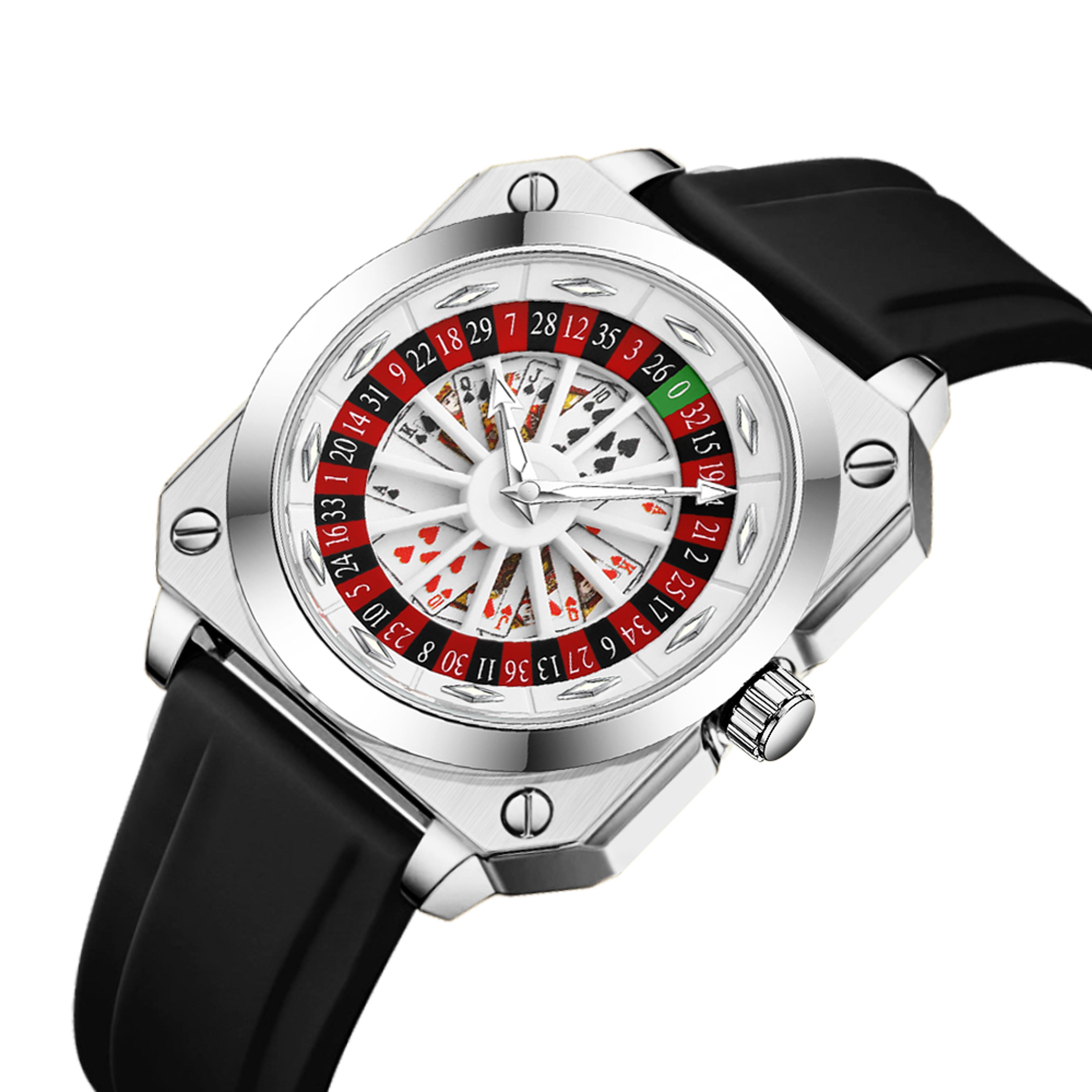 Creative Roulette Men Watch With Square Design Quartz Movement Silicone Sports Watch 8