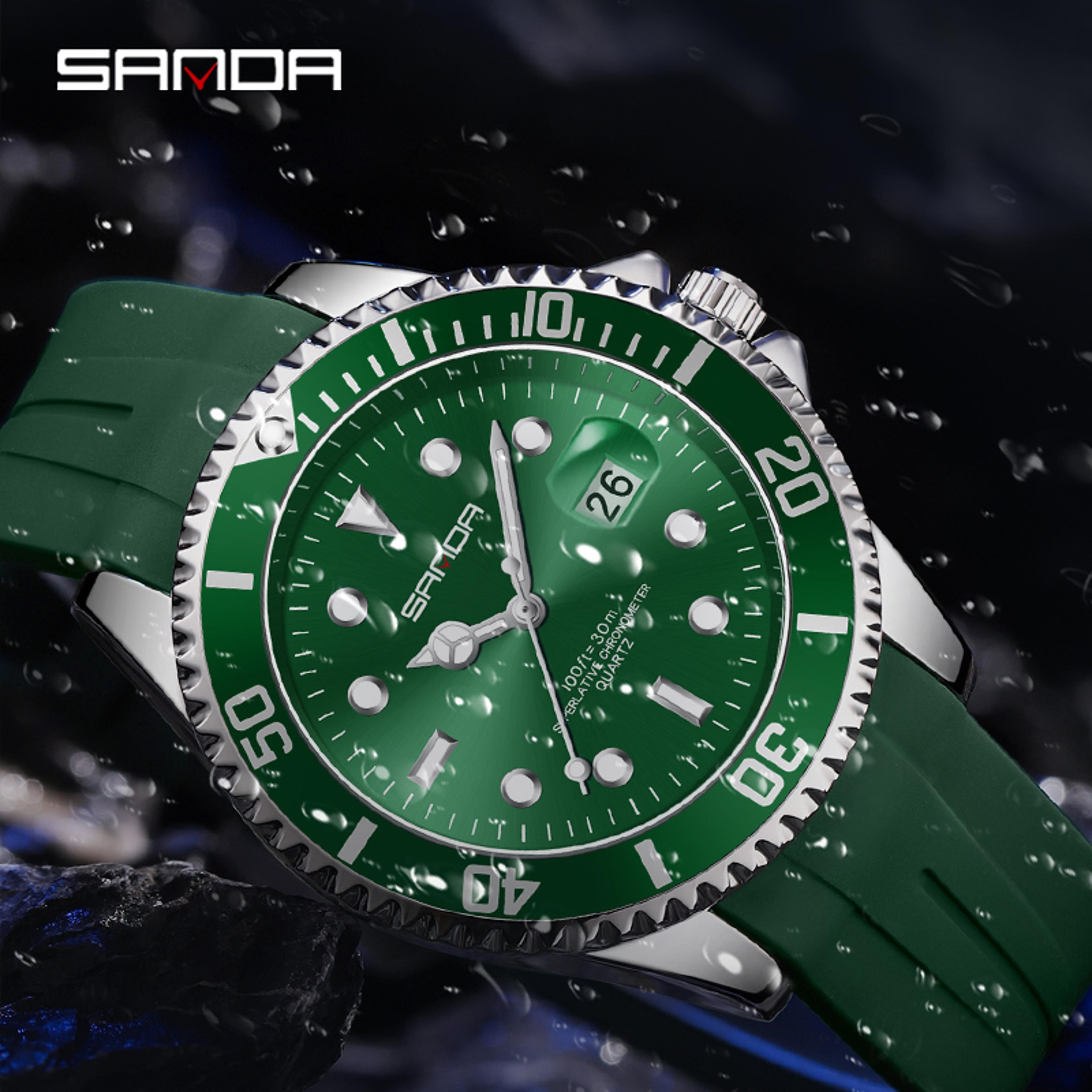 Fashion Men Quartz Watch With Rotating Outer Ring Design Waterproof Luminous Wristwatch 1