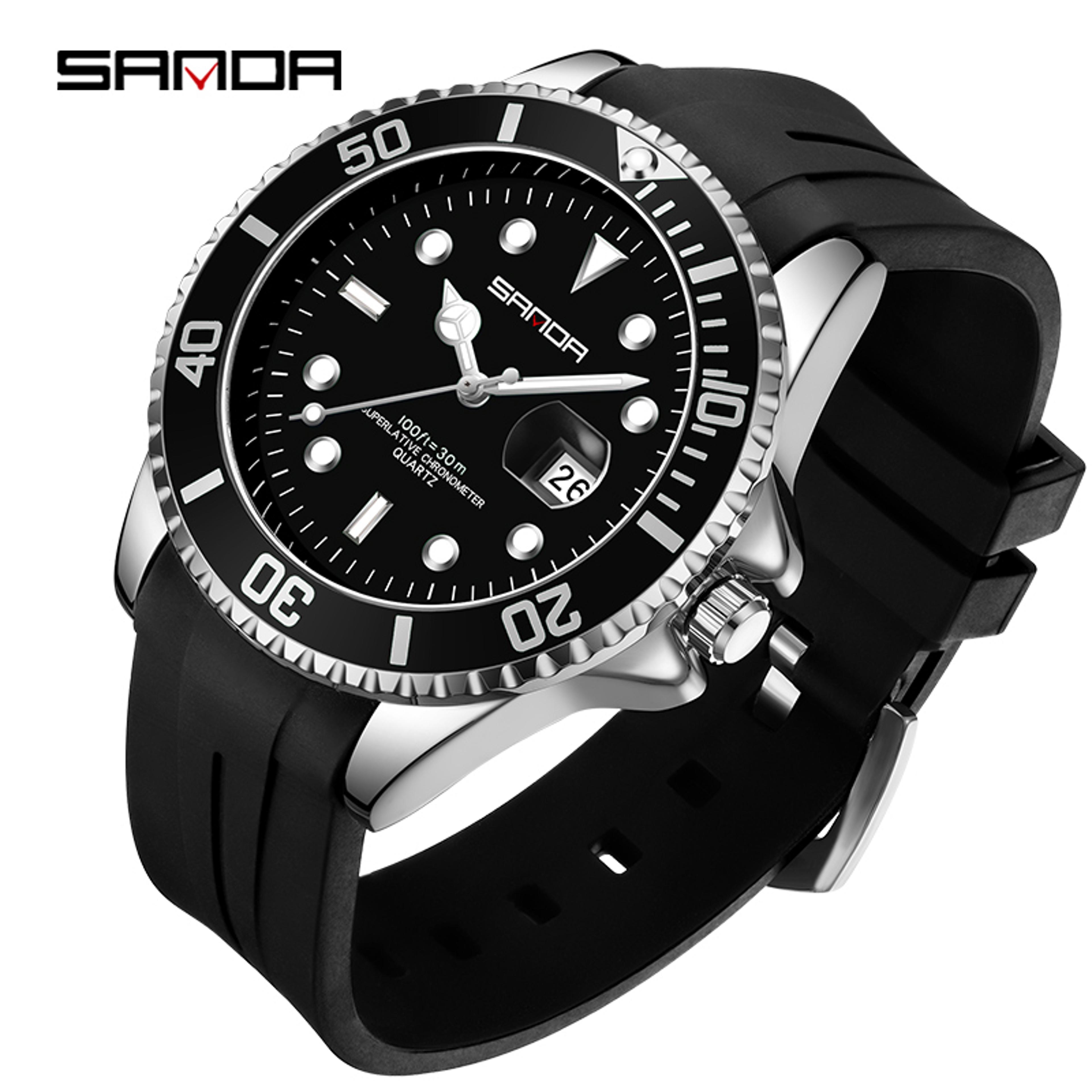 Fashion Men Quartz Watch With Rotating Outer Ring Design Waterproof Luminous Wristwatch 7