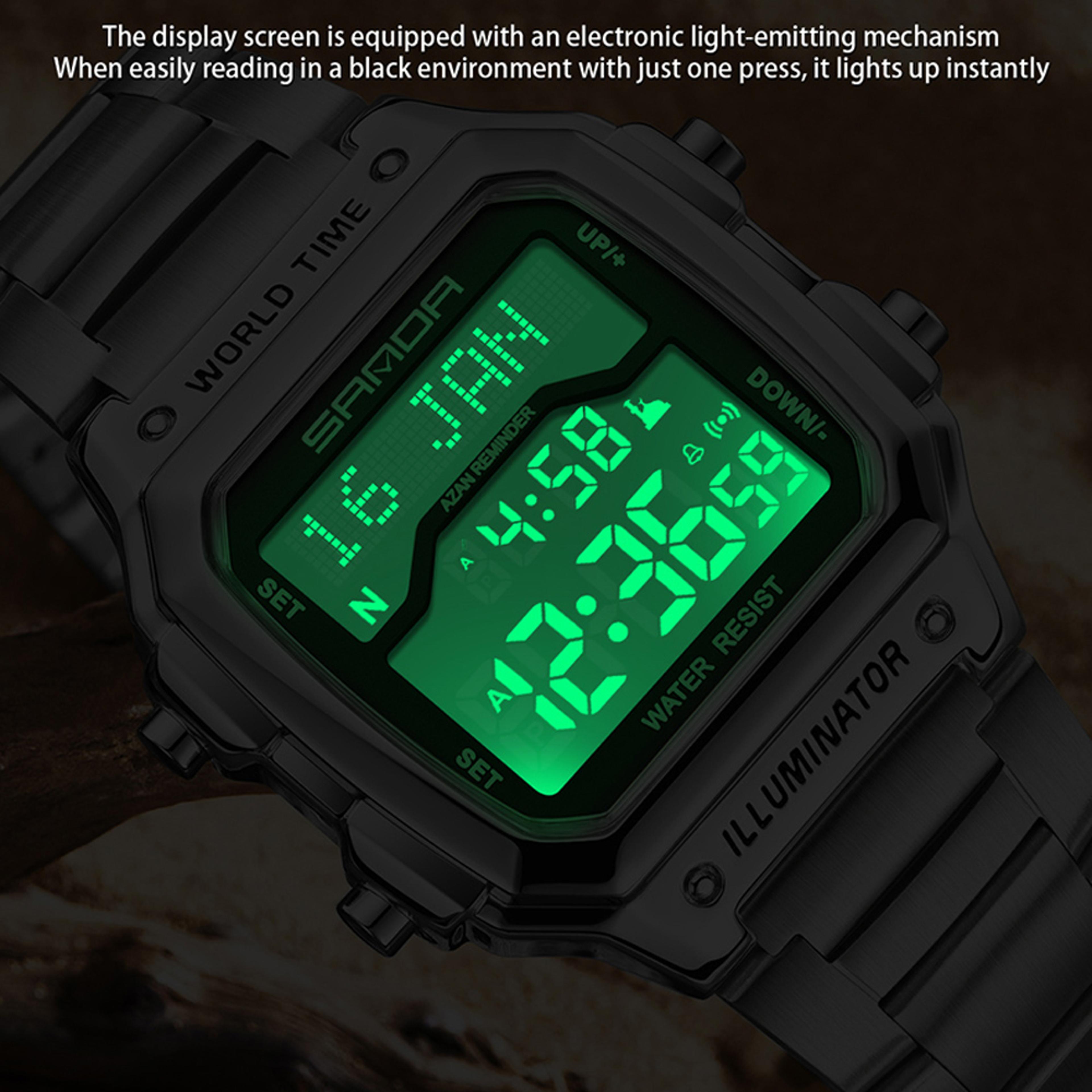 Men Digital LED Sport Watch Waterproof Luminous Square Dial Alarm Wristwatch 4