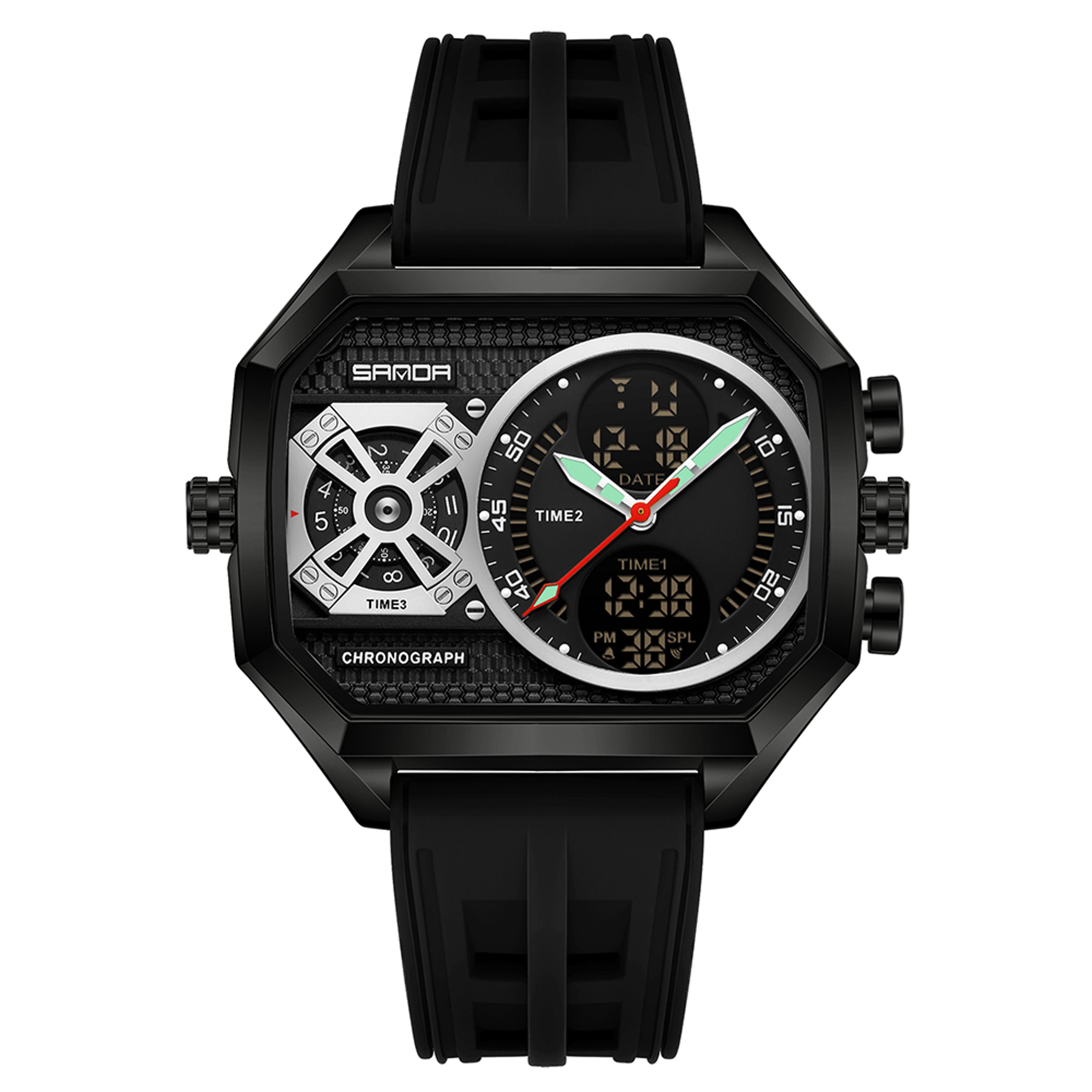 Luxury Men Square Dial Quartz Watch With Date Display Business Style 6