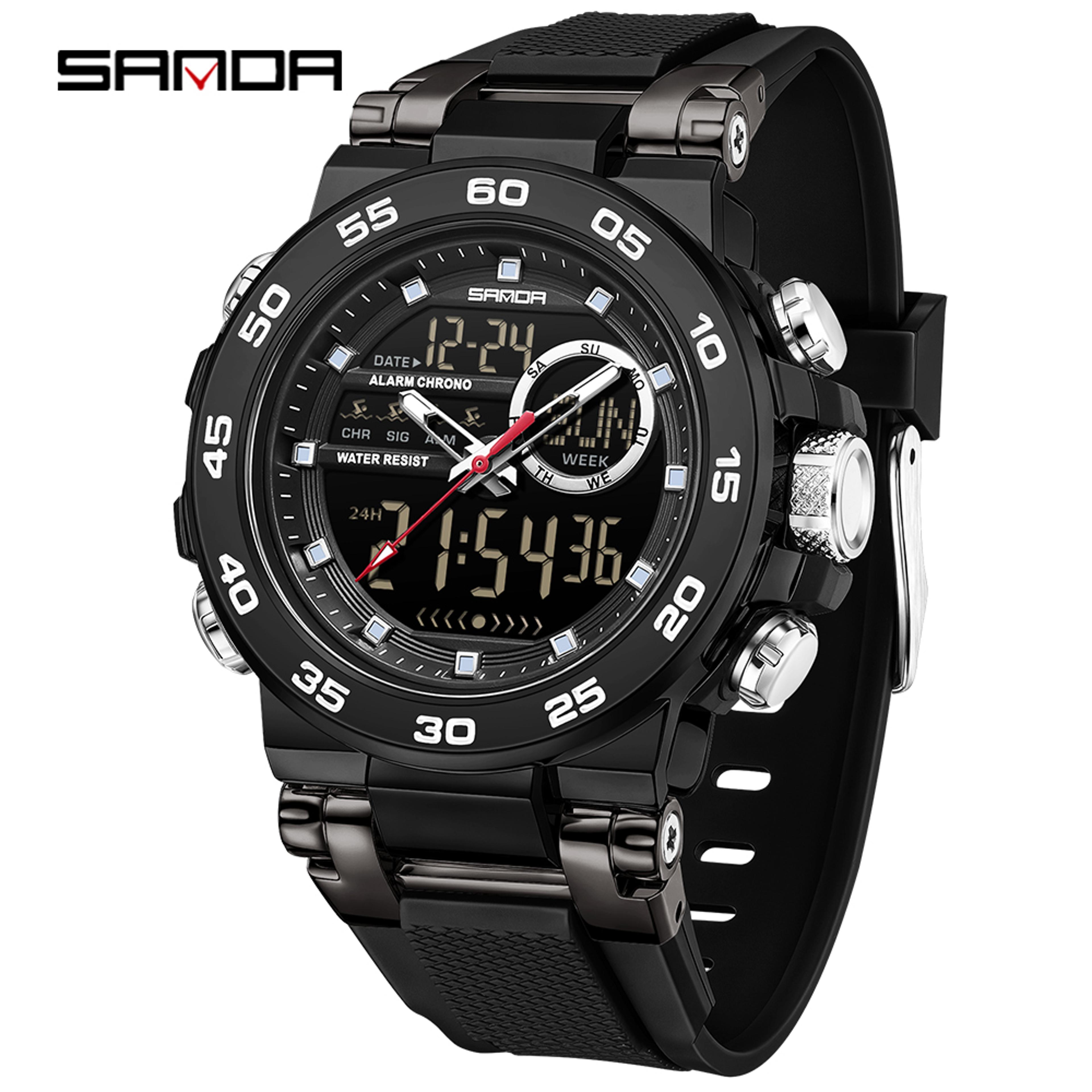 Luxury Dual Display Watch For Men Luminous Waterproof Quartz Watch 6
