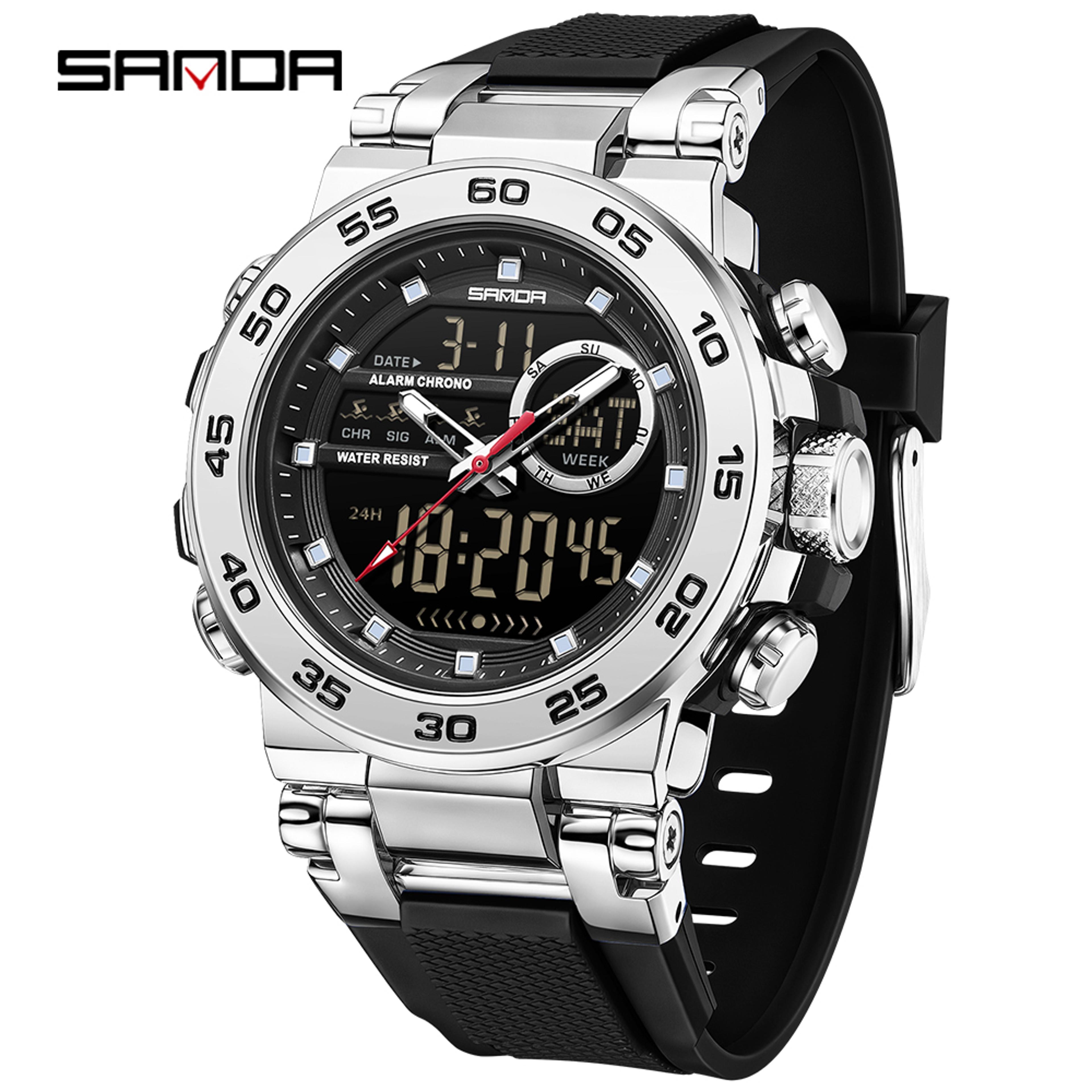 Luxury Dual Display Watch For Men Luminous Waterproof Quartz Watch 9