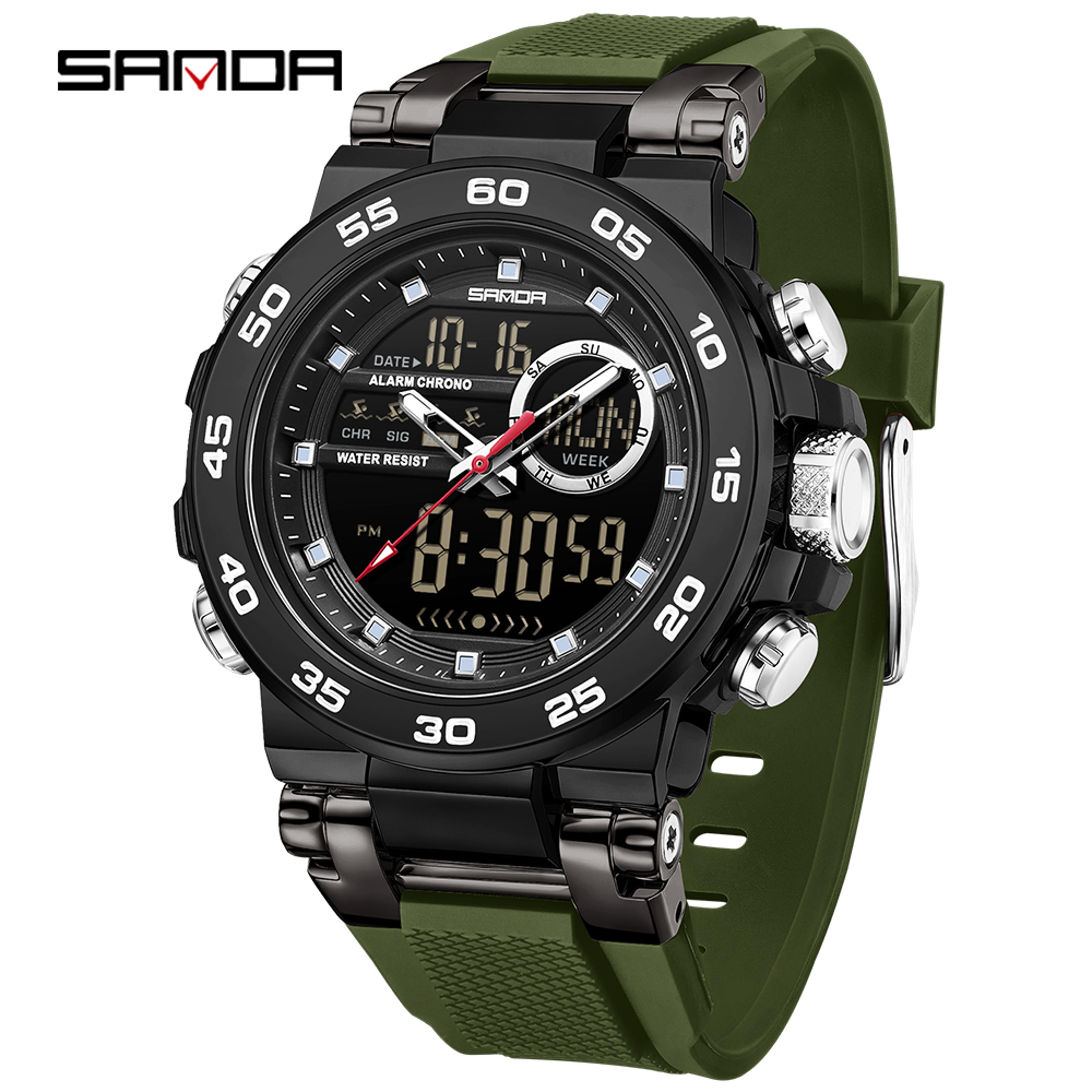 Luxury Dual Display Watch For Men Luminous Waterproof Quartz Watch 12