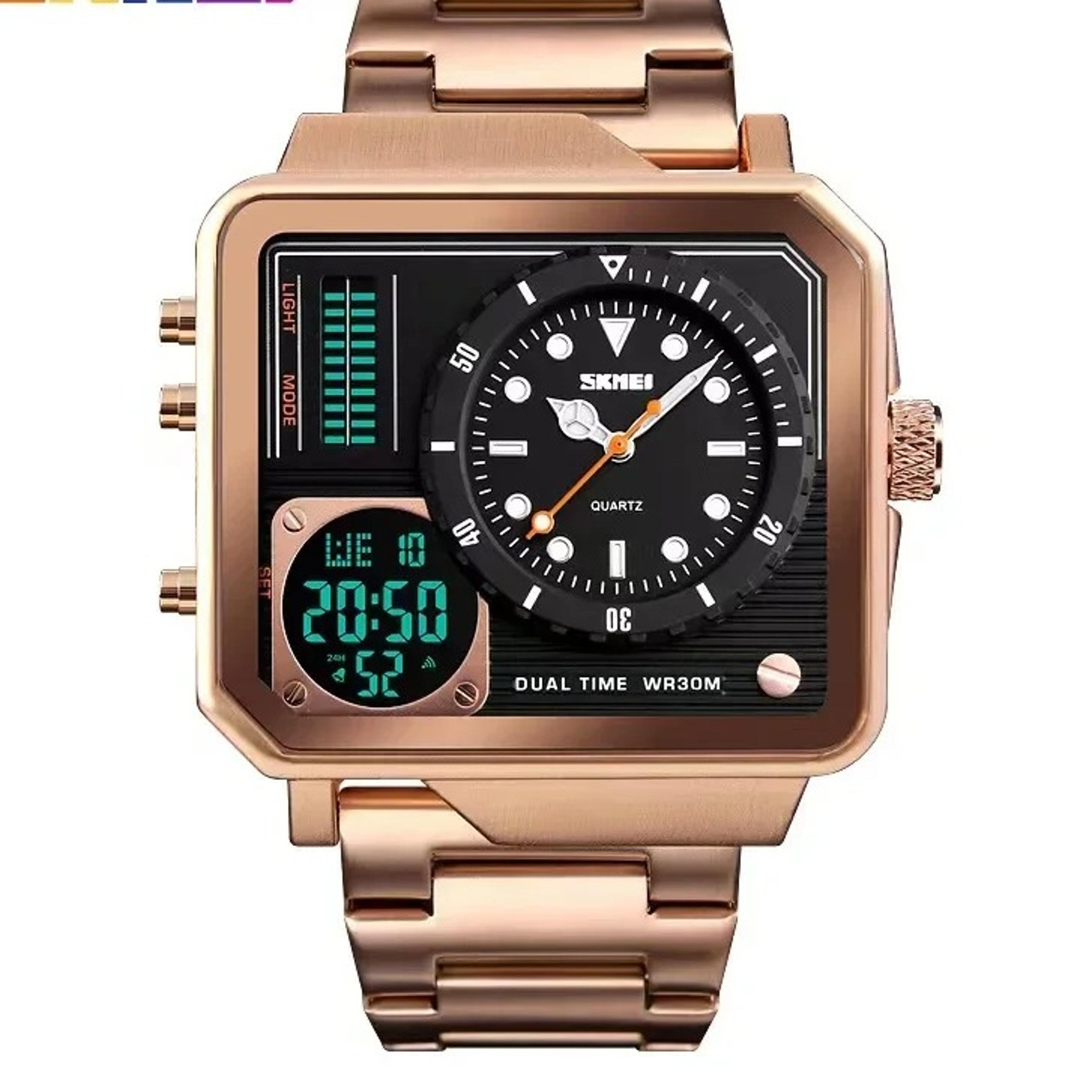 Steel Strap Men Digital Watch with Day Date Display Alarm Functionjpg