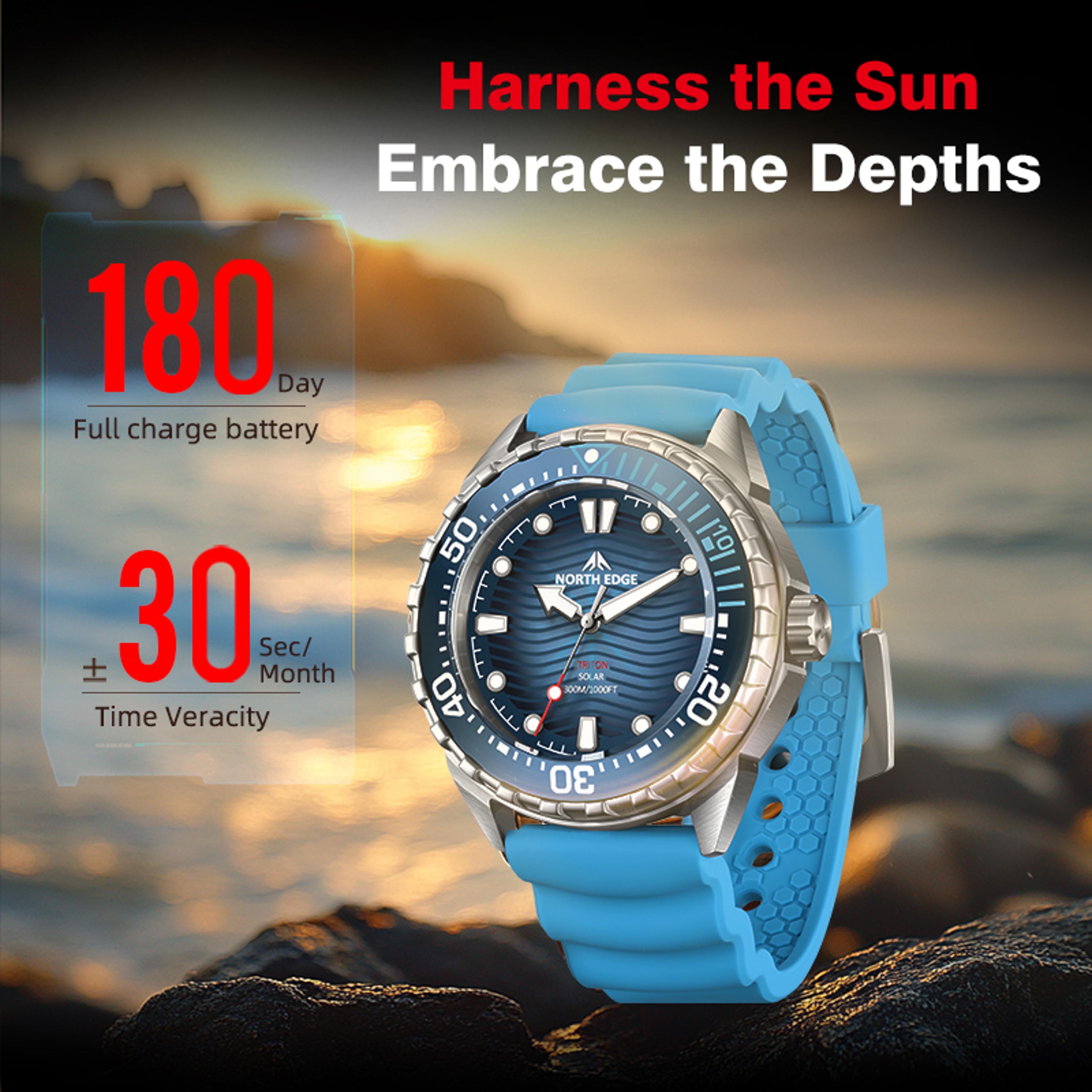 TI Titanium Solar Diving Watch Waterproof Quartz Watch 5