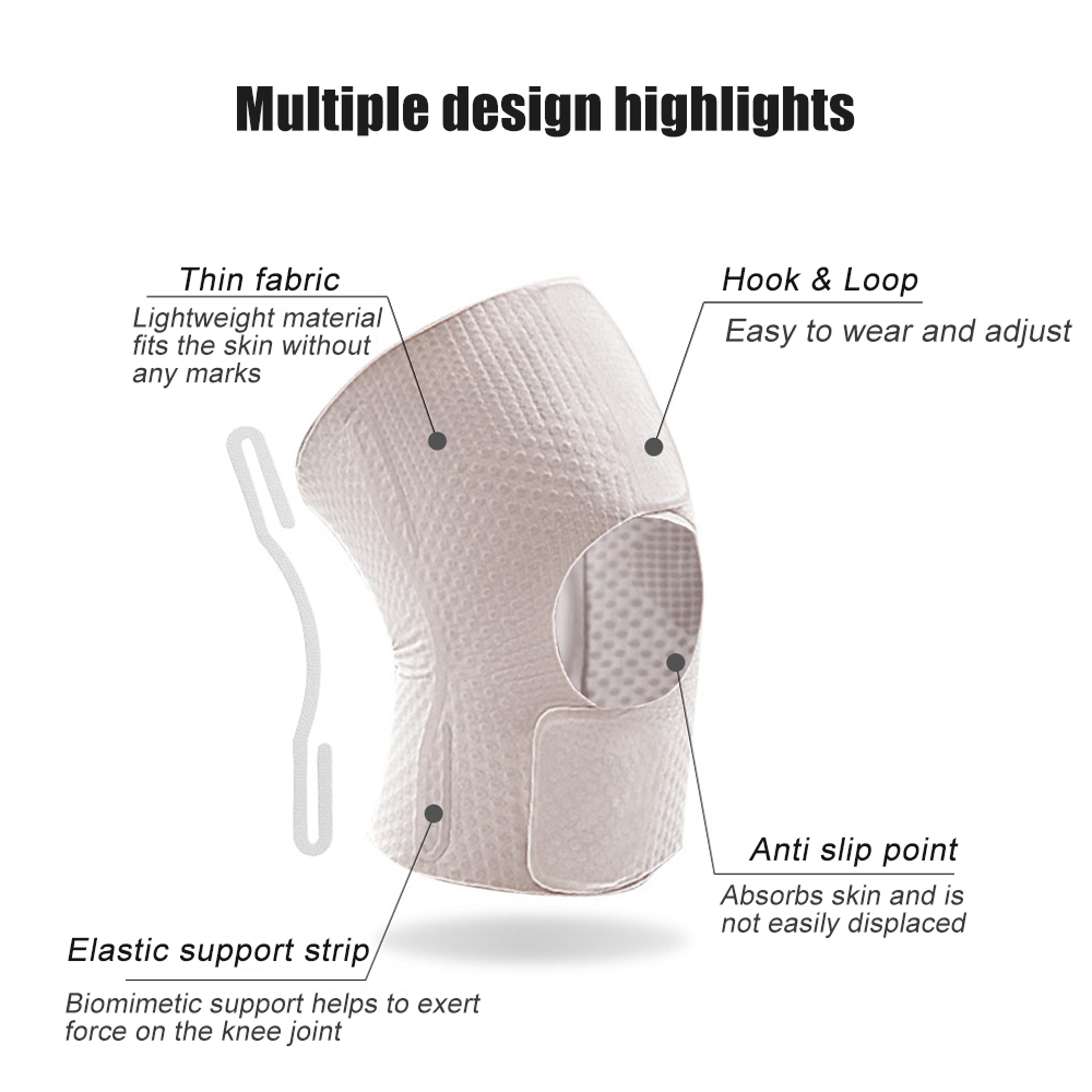 Knee Compression Sleeve With Side Stabilizers Breathable Knee Support Brace For Men And Women 2