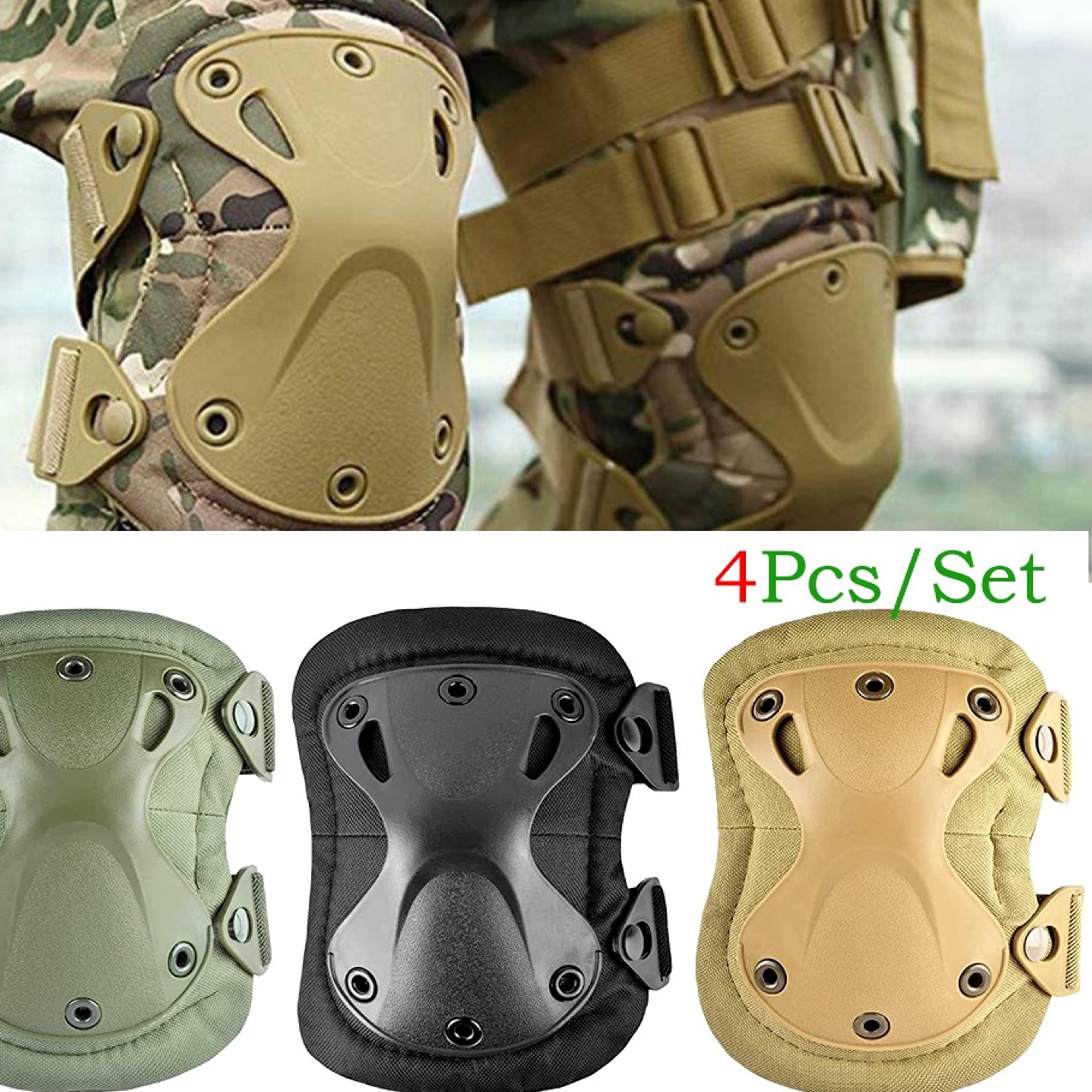 Tactical Knee and Elbow Pads Set with Impact Protection Adjustable Straps for Airsoft and Skateboard
