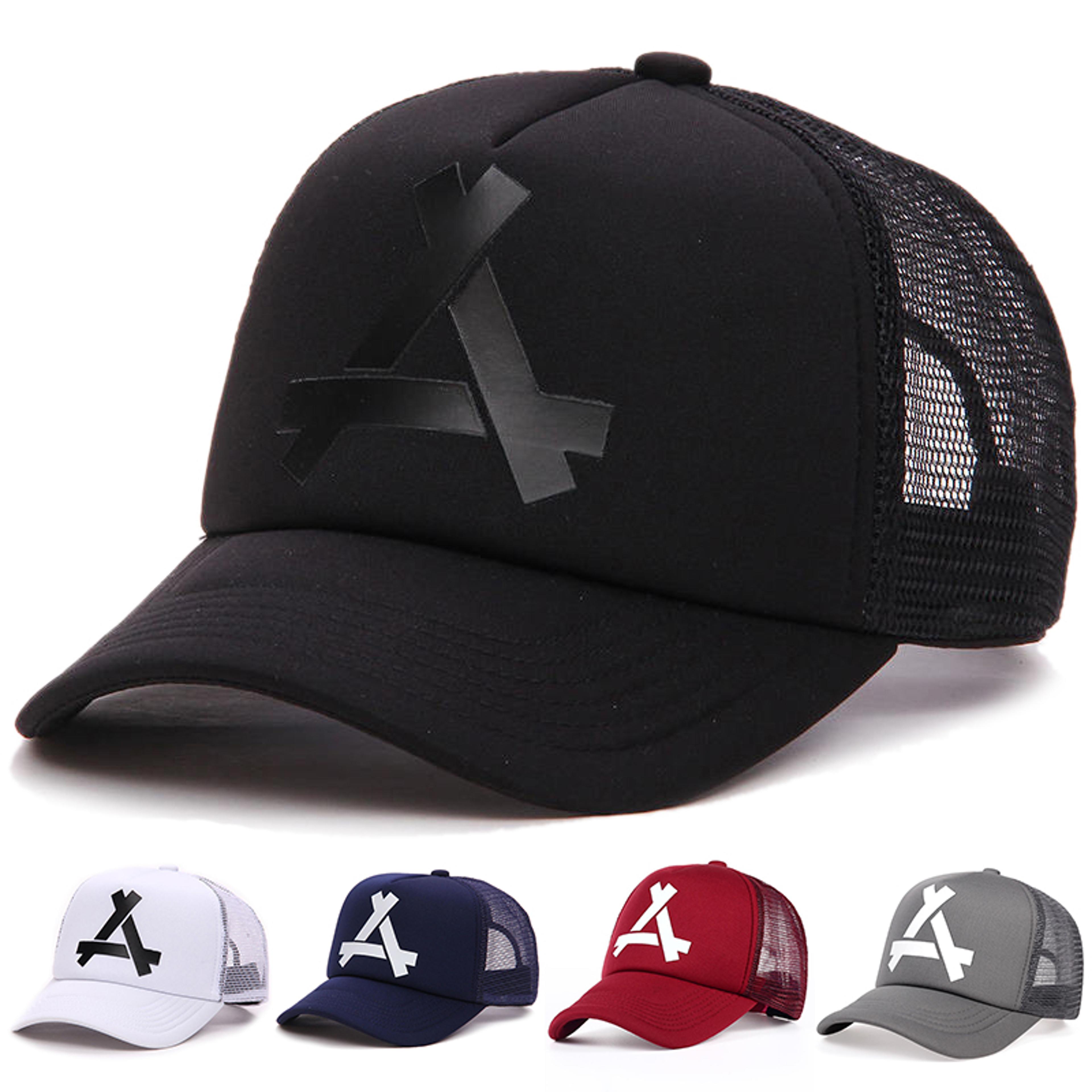 A Letter Mesh Trucker Cap Adjustable Unisex Baseball Hat For Casual Streetwear 0