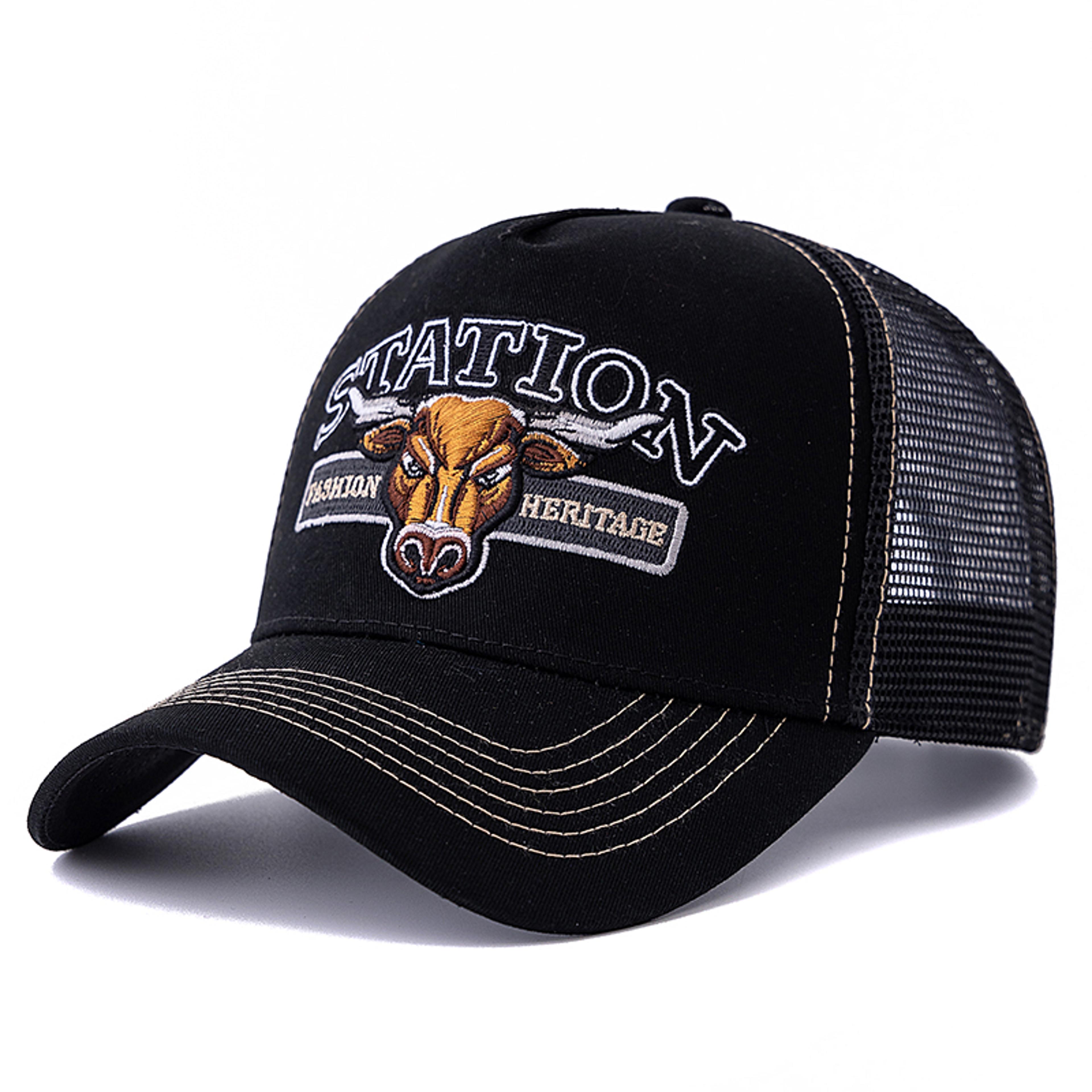 Bull Head Breathable Mesh Trucker Hat Adjustable Unisex Snapback Cap 9