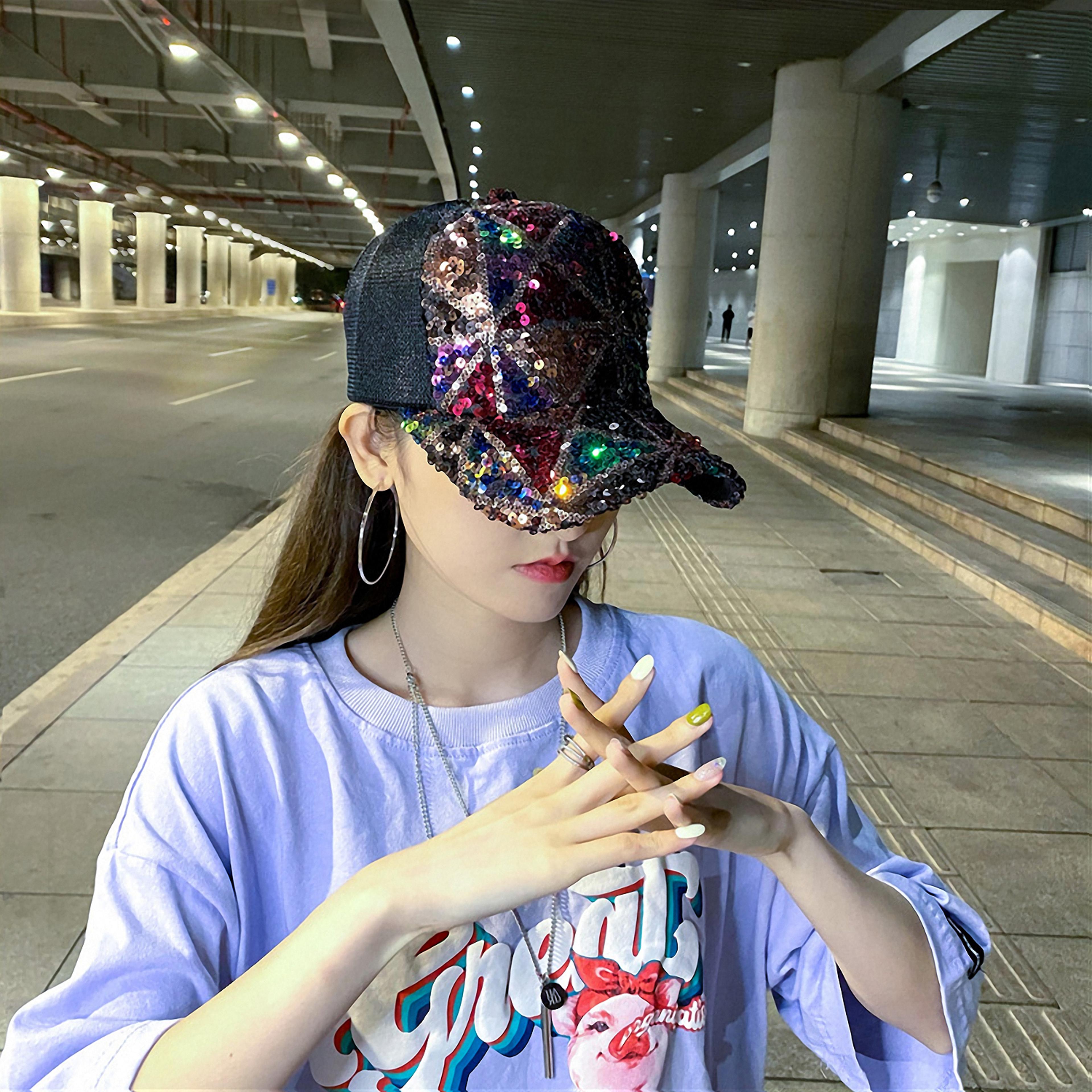 Shiny Sequin Mesh Baseball Cap Adjustable Summer Sun Hat 2