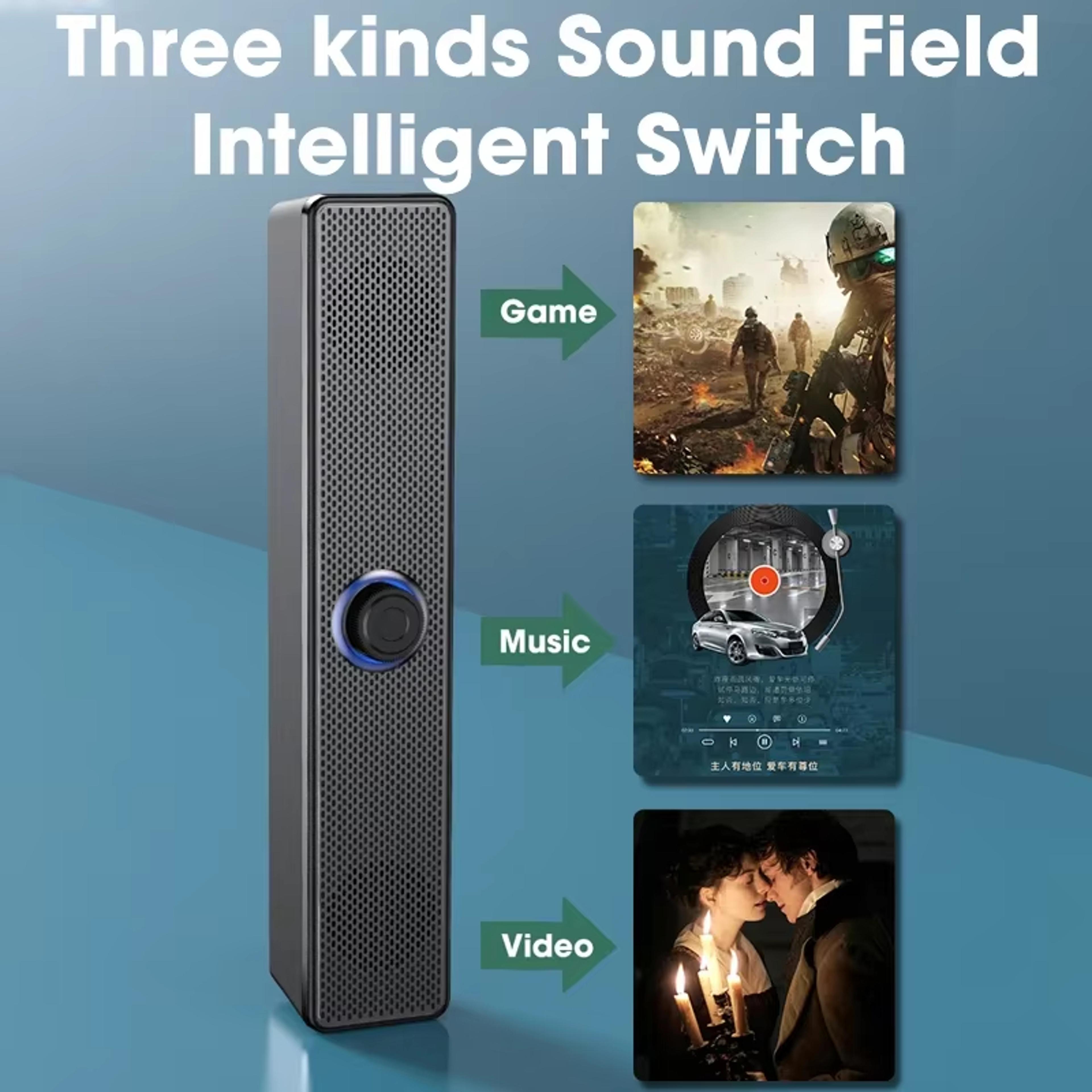 Bluetooth Computer Soundbar With Stereo Bass Built In Mic And USB Power 2