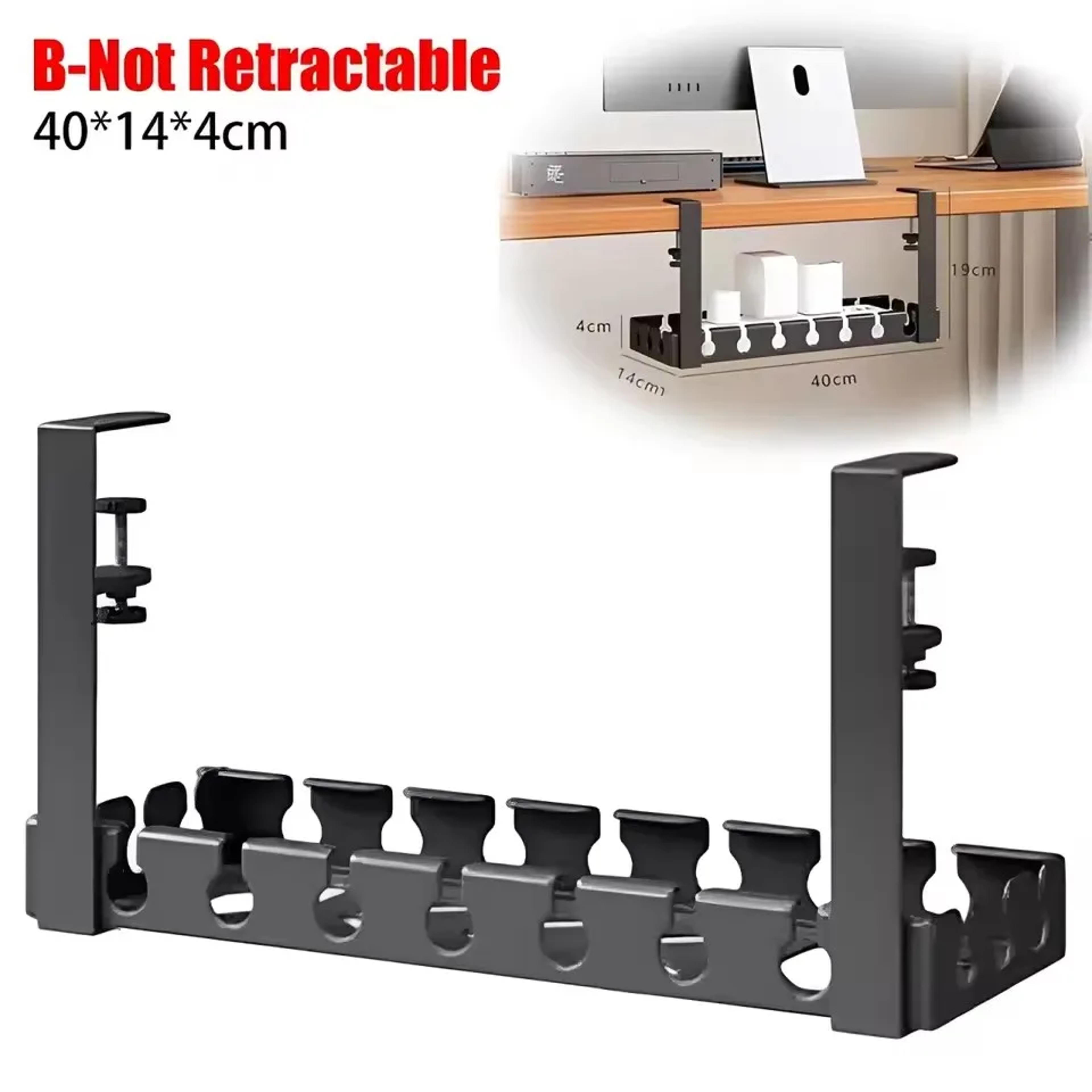 Adjustable Under Desk Cable Management Tray No Drill Metal Cord Organizer 6