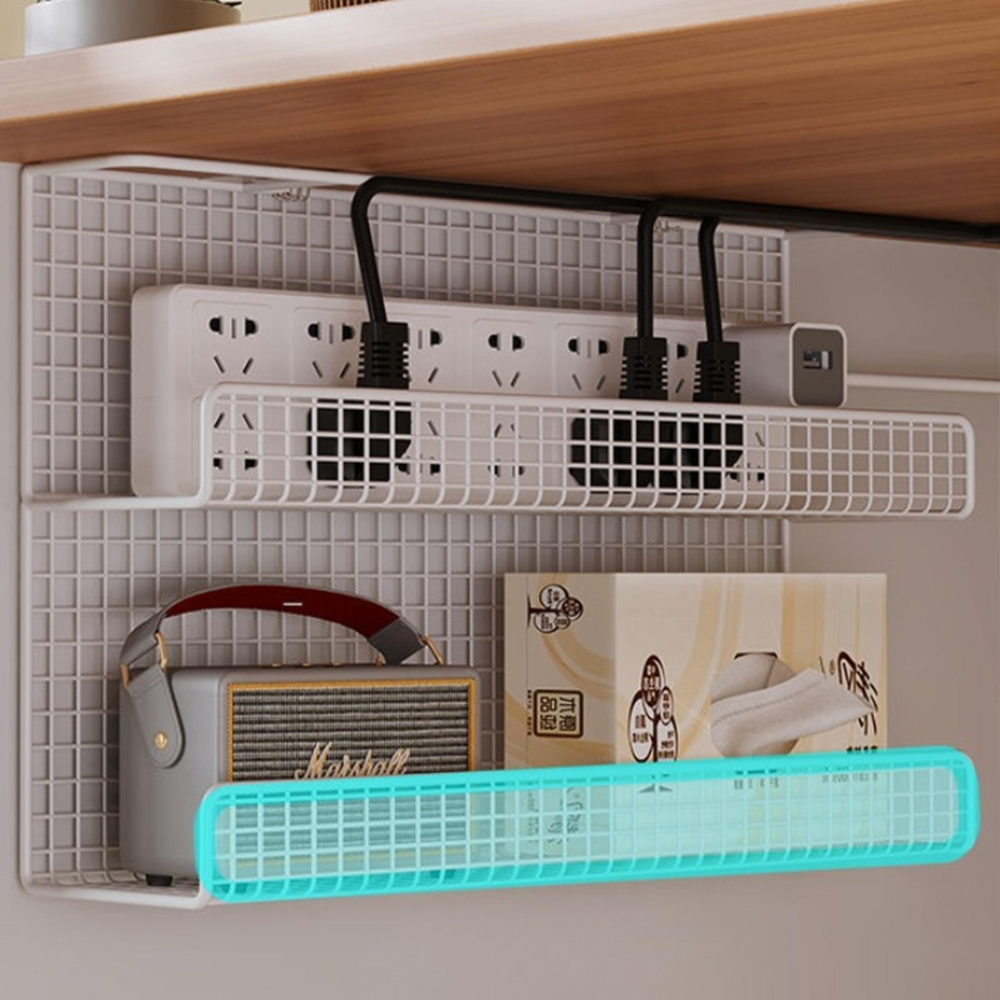 No Drill Under Desk Cable Management Tray With Single Or Double Layer Wire Storage 7