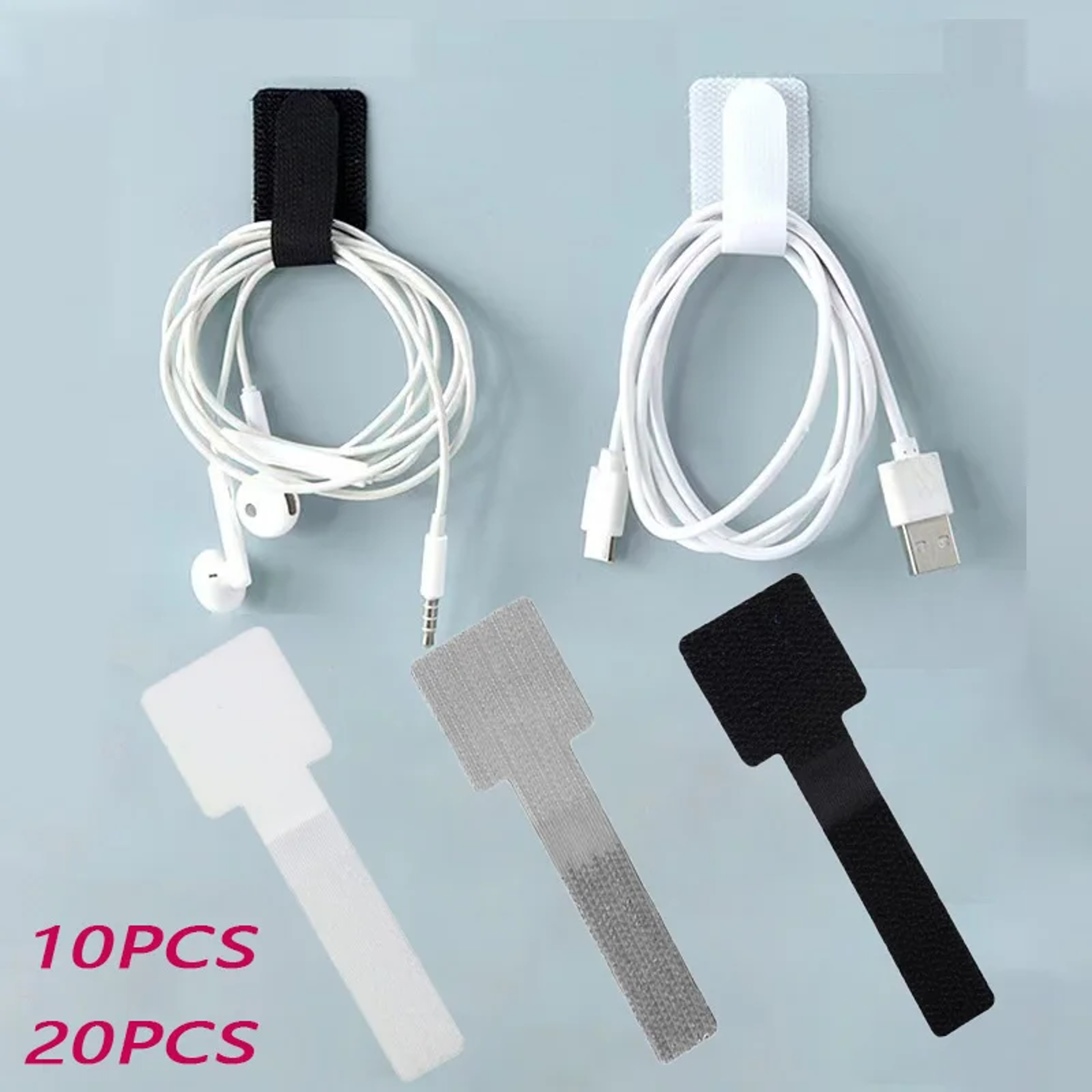 Reusable Self Adhesive Cable Ties Adjustable Cord Organizer Straps For Desk Cable Management 0