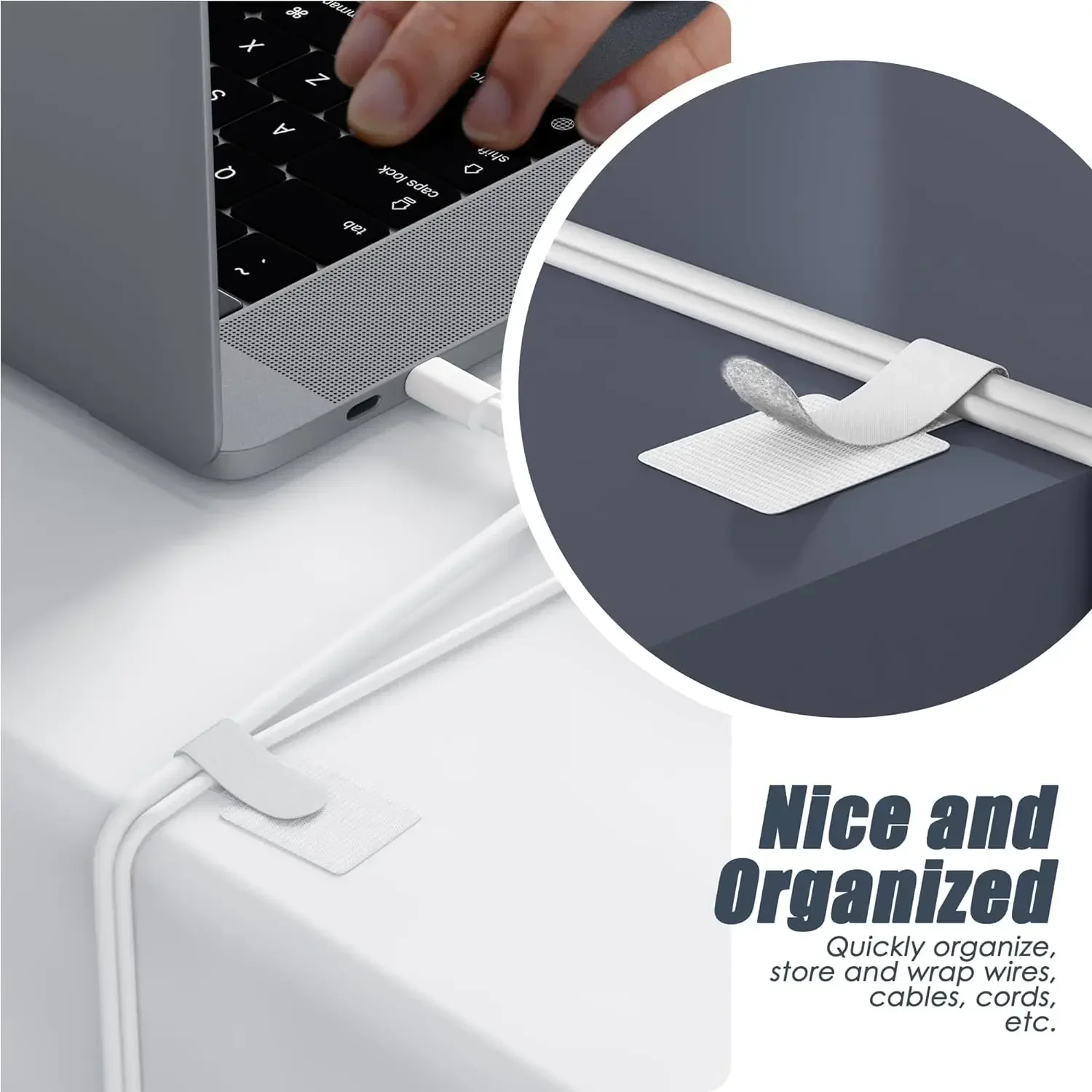 Reusable Self Adhesive Cable Ties Adjustable Cord Organizer Straps For Desk Cable Management 2