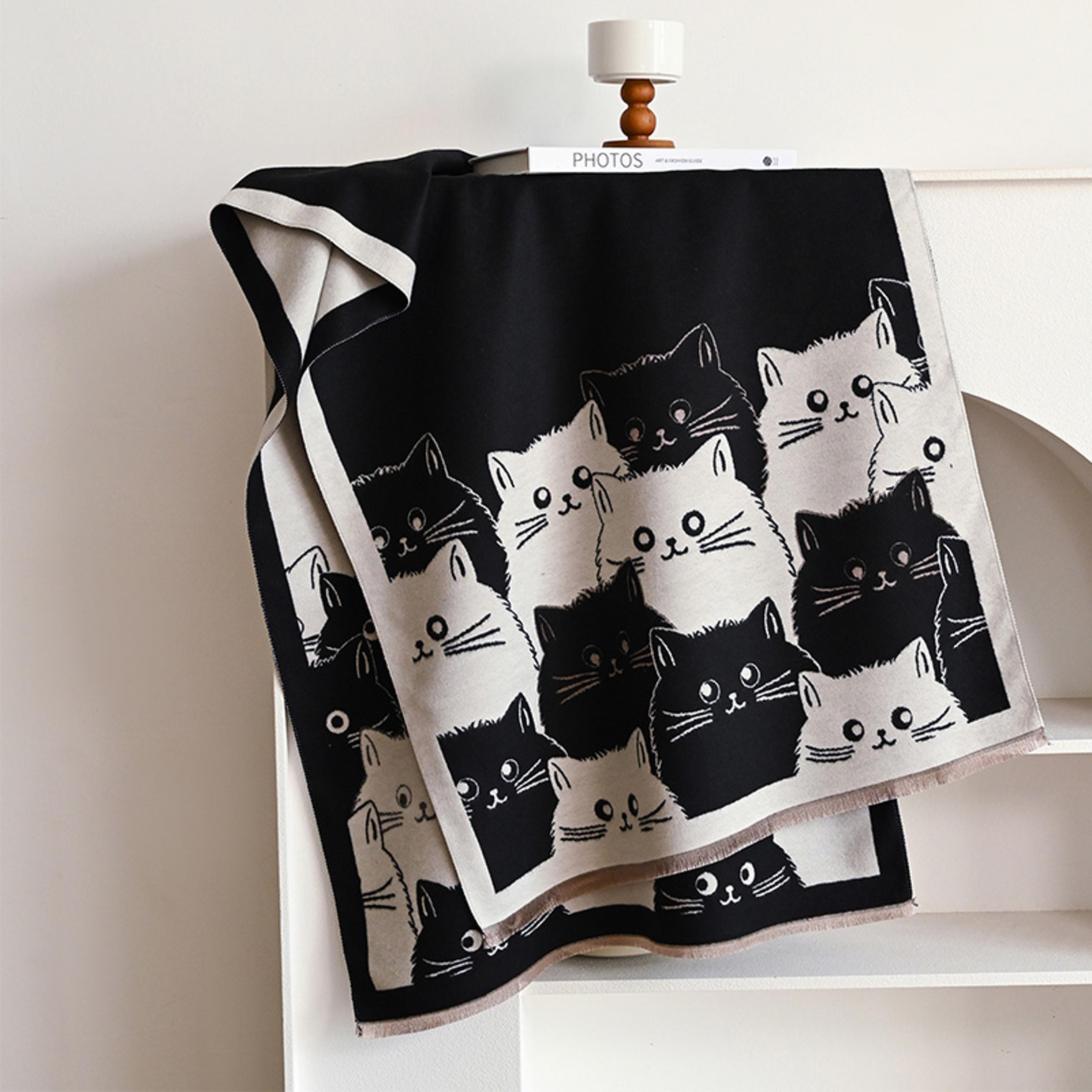 Cute Cat Jacquard Winter Scarf Soft Warm Shawl For Women 9