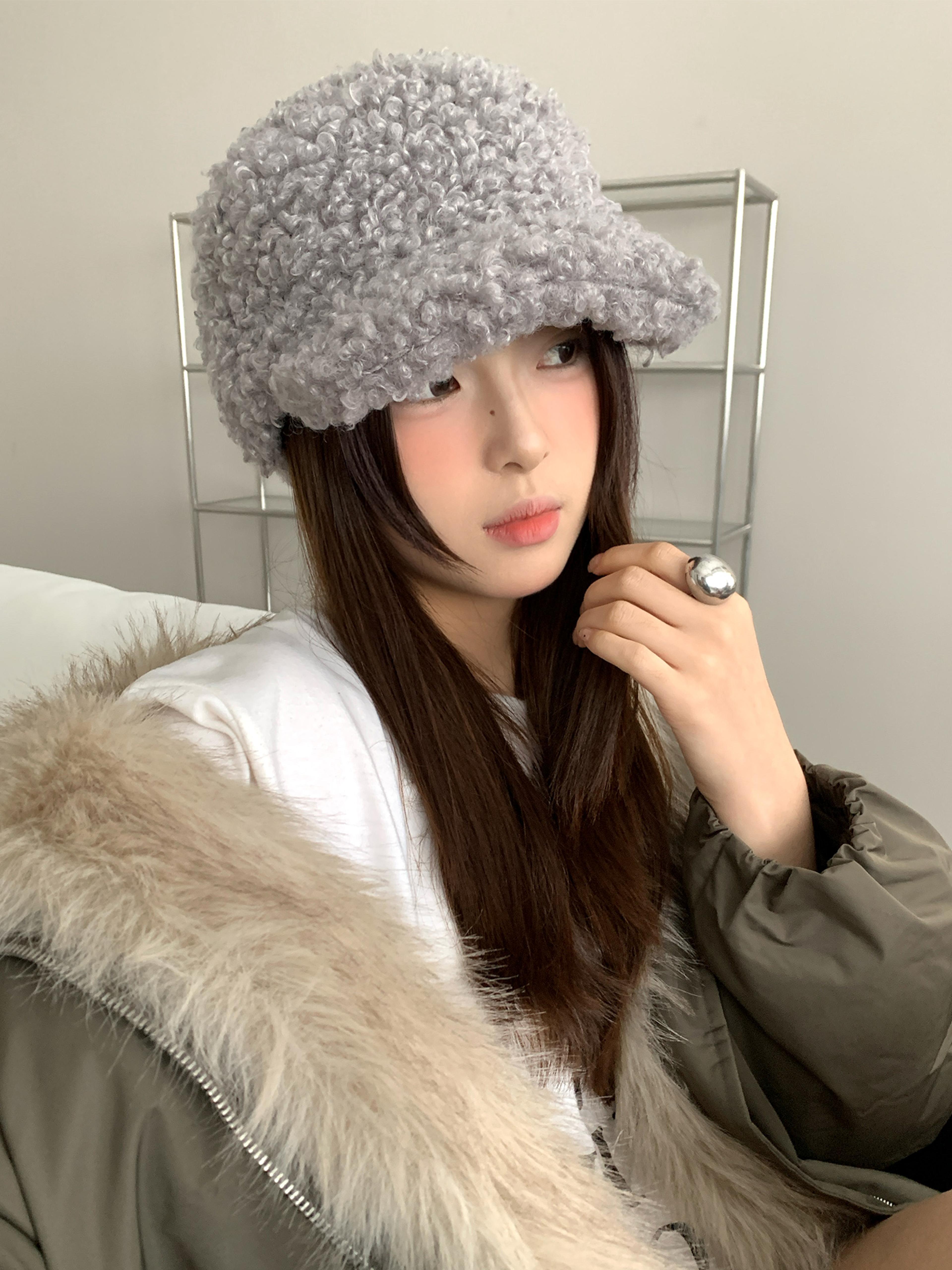 Korean Style Plush Baseball Cap Warm Winter Cap For Women Retro Casual Hat 0