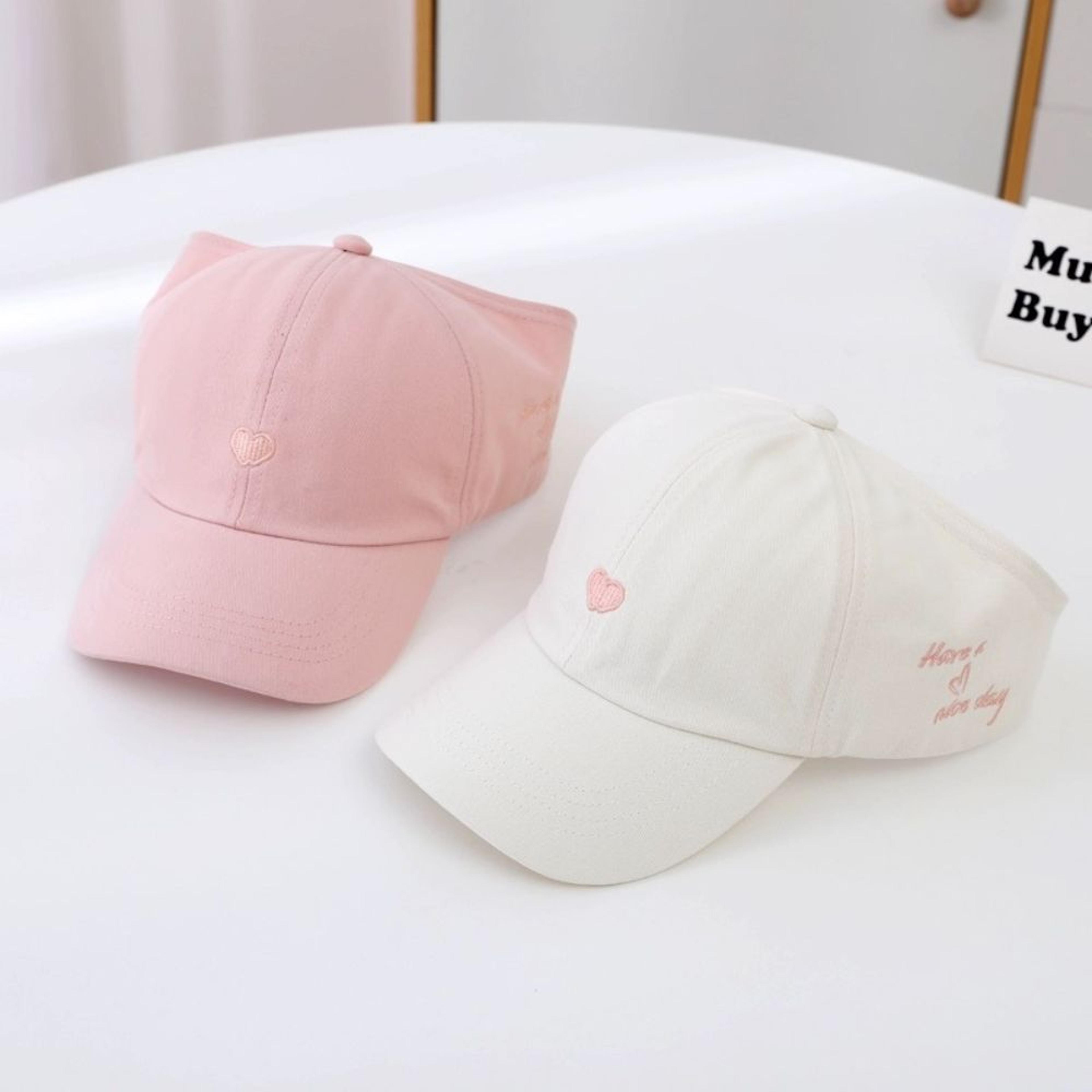 Kids Heart Design Baseball Cap Summer Sun Hat Open Top Peaked Cap 1