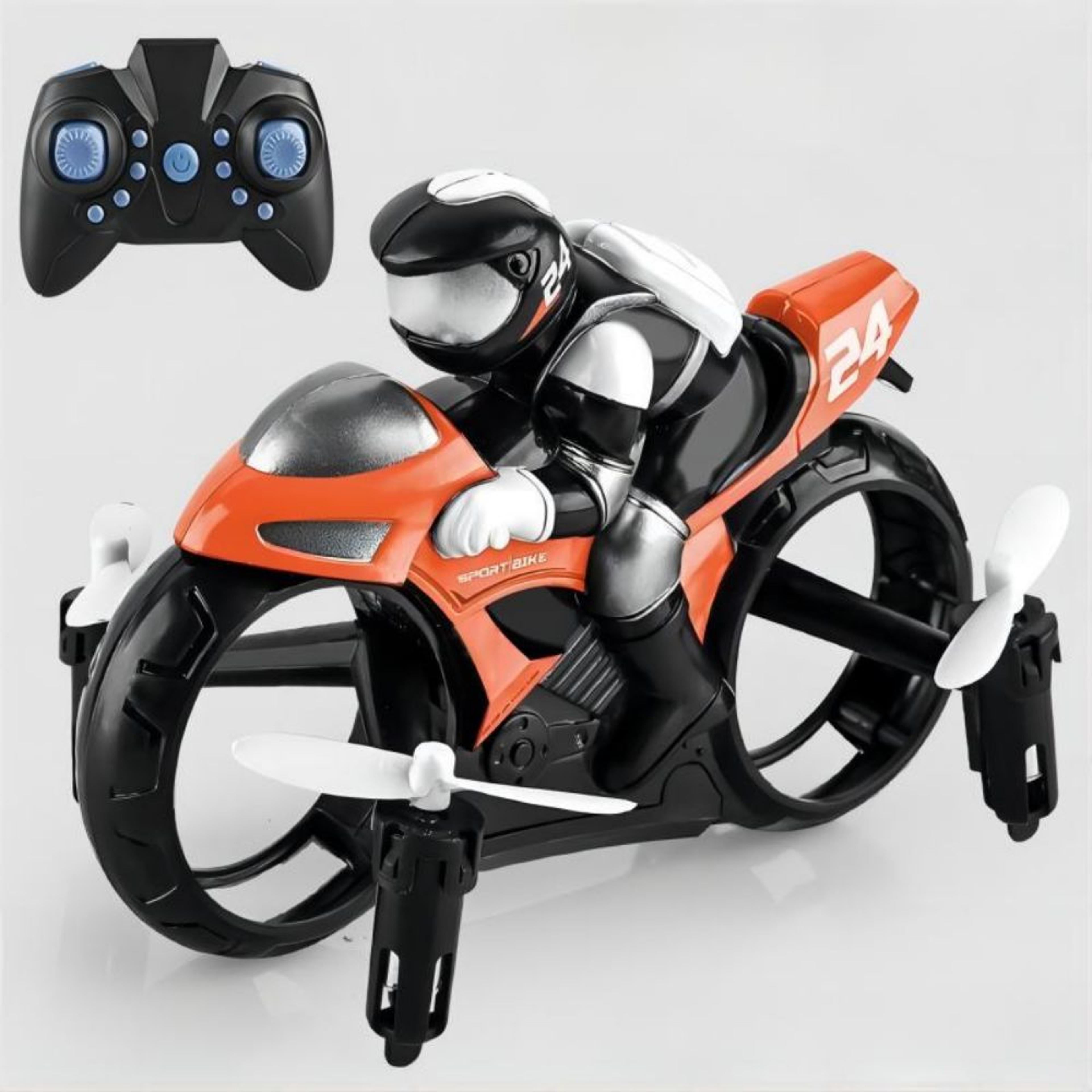 Dual Mode Remote Control Flying Motorcycle Stunt Drone For Land And Air Play 7