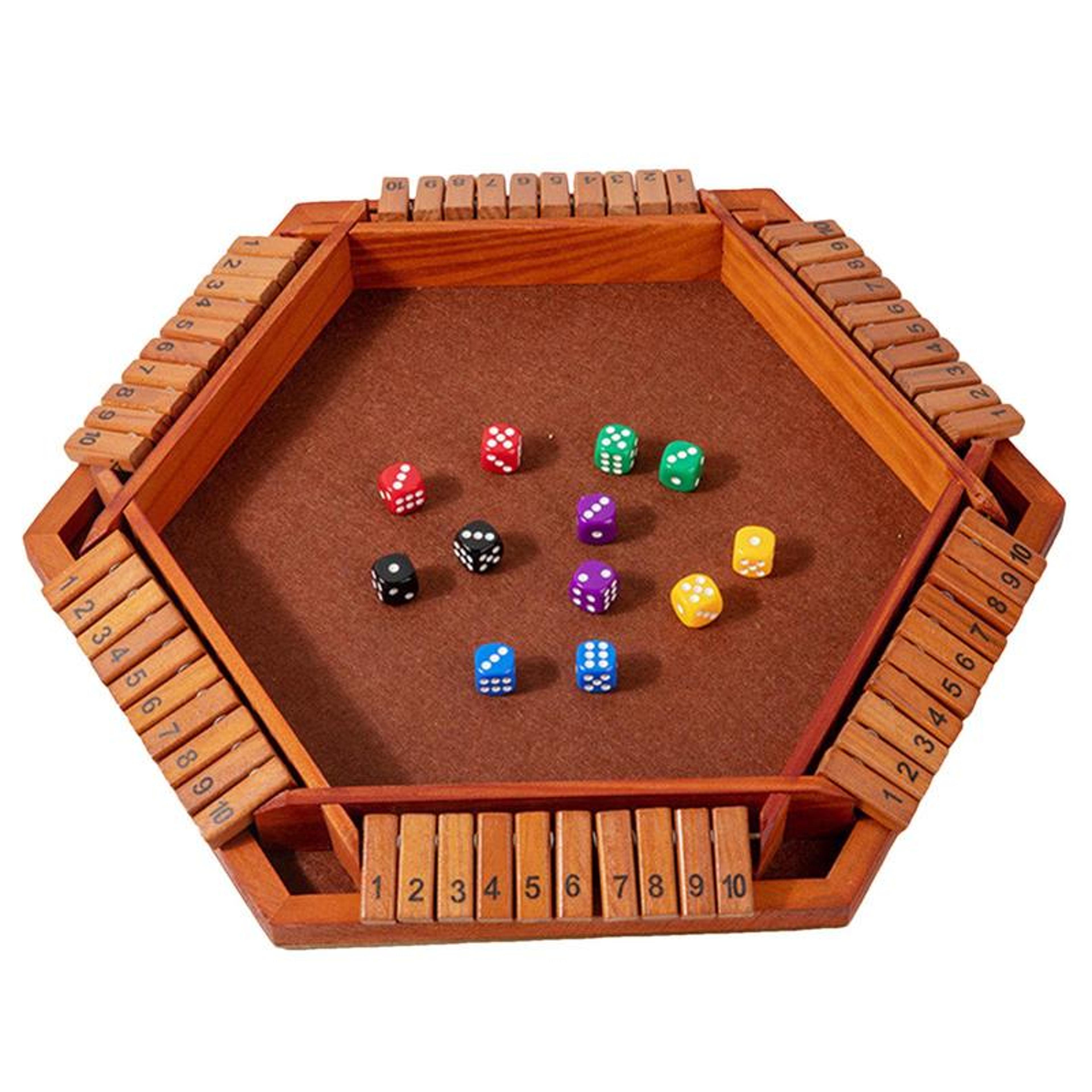 Wooden Shut The Box Dice Board Game For Six Players Family Math Party Game 6