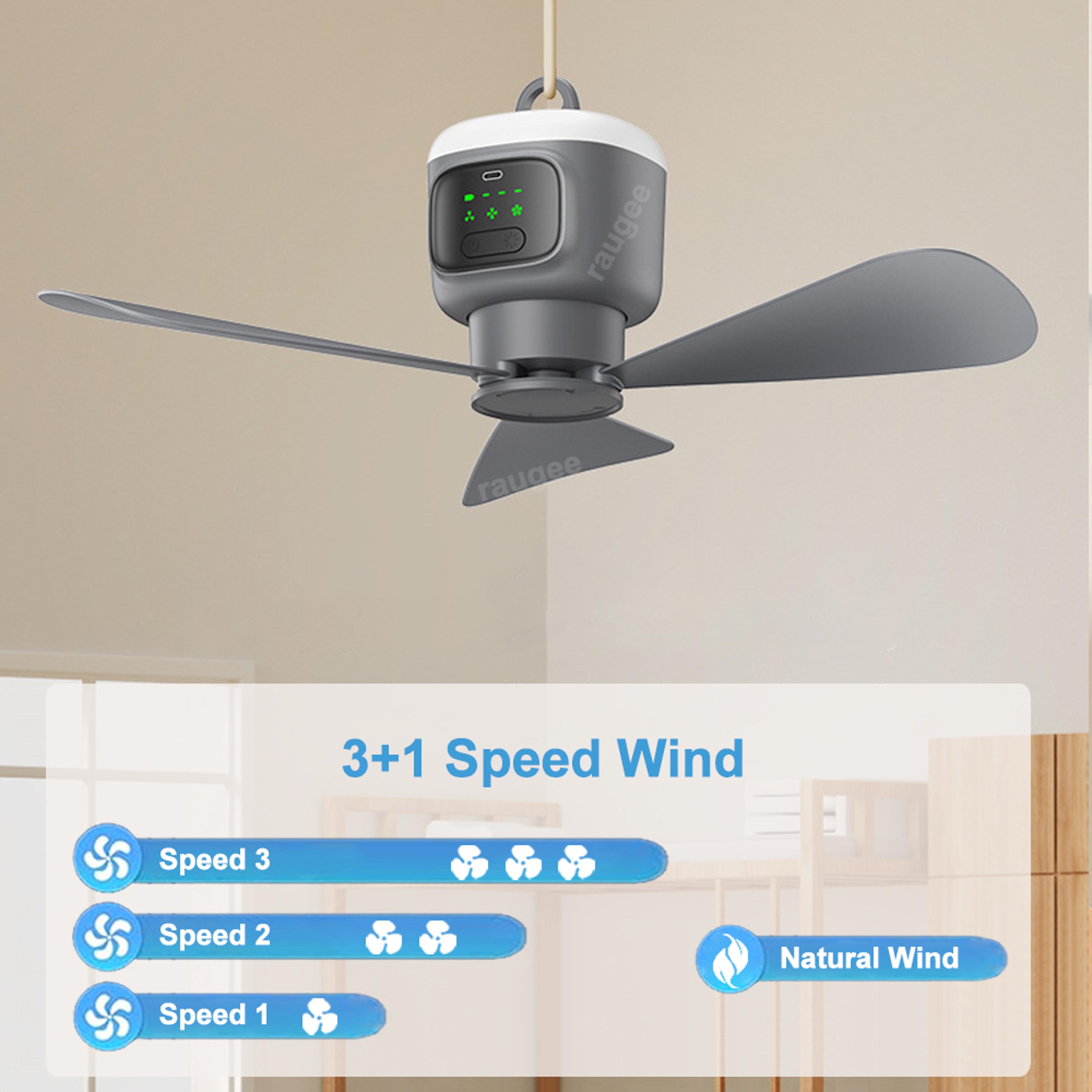 Rechargeable Camping Fan With Remote Control LED Light And Hanging Design 5