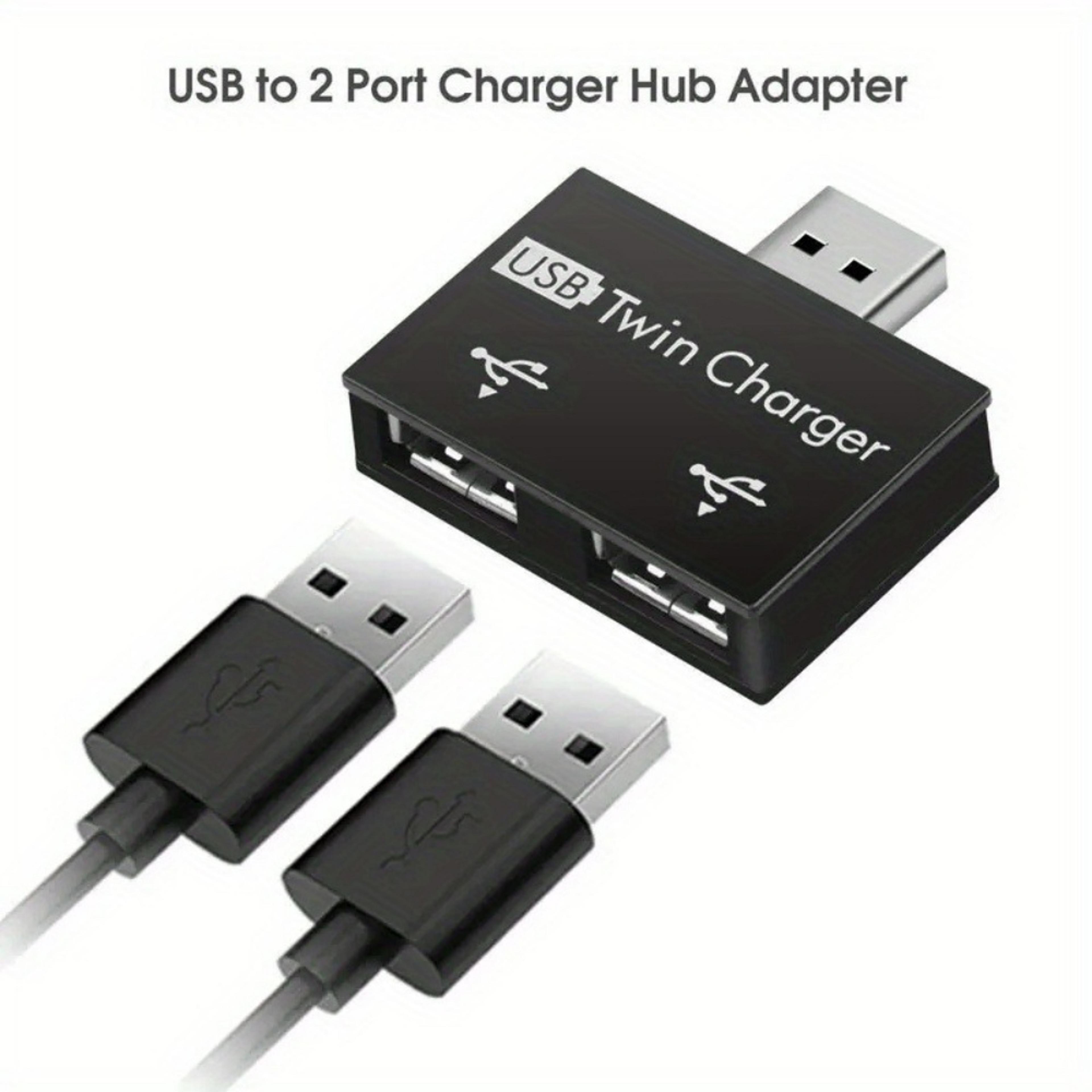 USB Splitter Dual USB Adapter One Male To Two Female Port Charging Hub 1