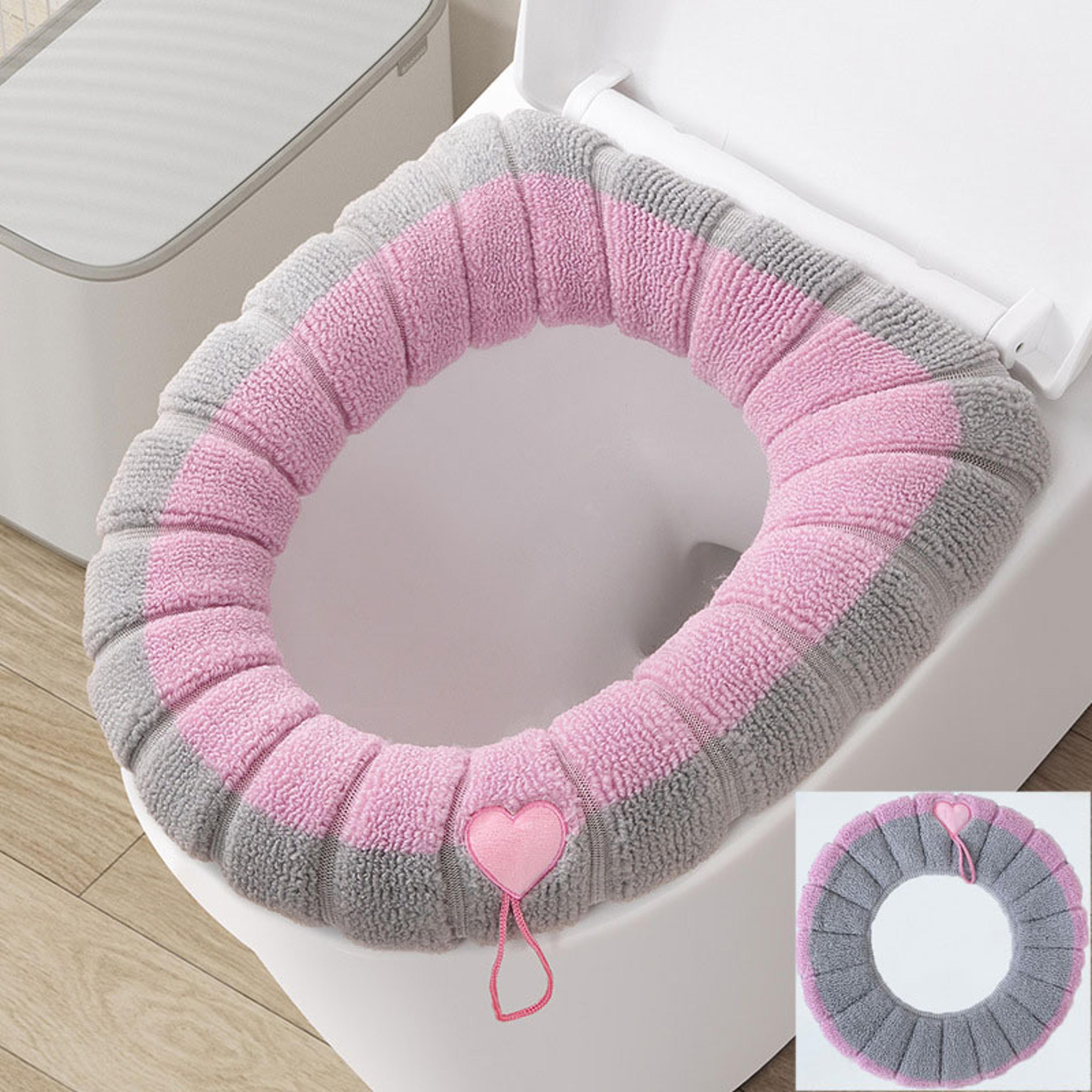 Winter Warm Toilet Seat Cover Soft Washable Bathroom Cushion With Handle 9